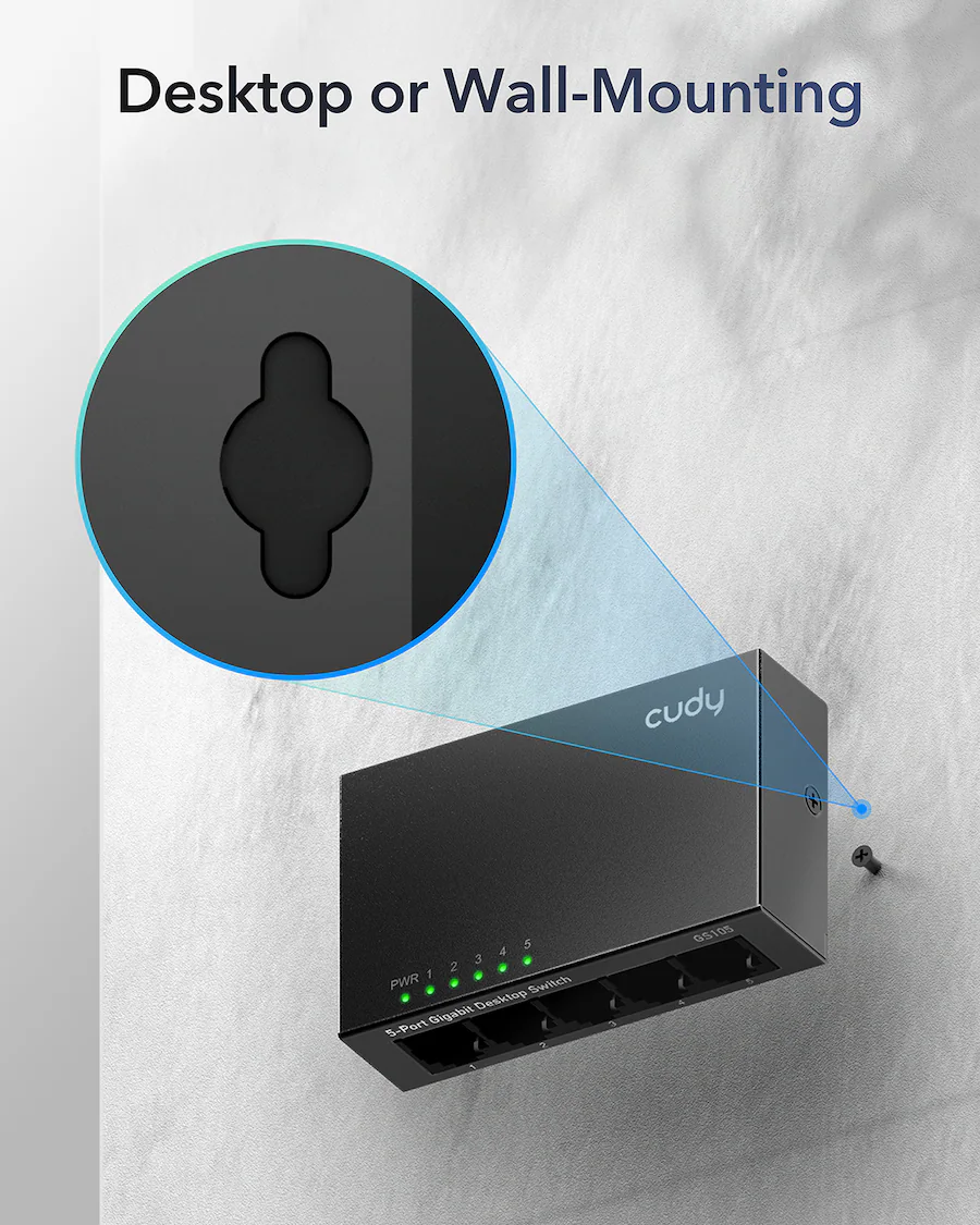 Cudy GS105 5 Port Gigabit Unmanaged Ethernet Switch, Network Hub ...