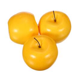 Unique Bargains - Artificial Apple 3pcs Realistic Fake Fruit Simulation Decor for Kitchen Table Photography Props - Yellow