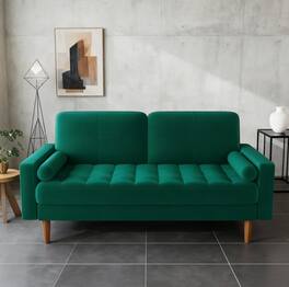 Dyonery - 57" Loveseat velvet sofa Sofa, Mid Century Modern Love Seat Couches for Living Room, Bedroom Office - Green