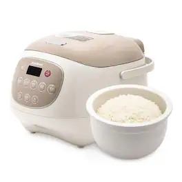 JOYDEEM - Ceramic Rice Cooker, 6 Cups Uncooked Rice Cookers with Pure Ceramic Inner Pot, Healthy & PFOA Free, 3L/3.2 qt - light brown