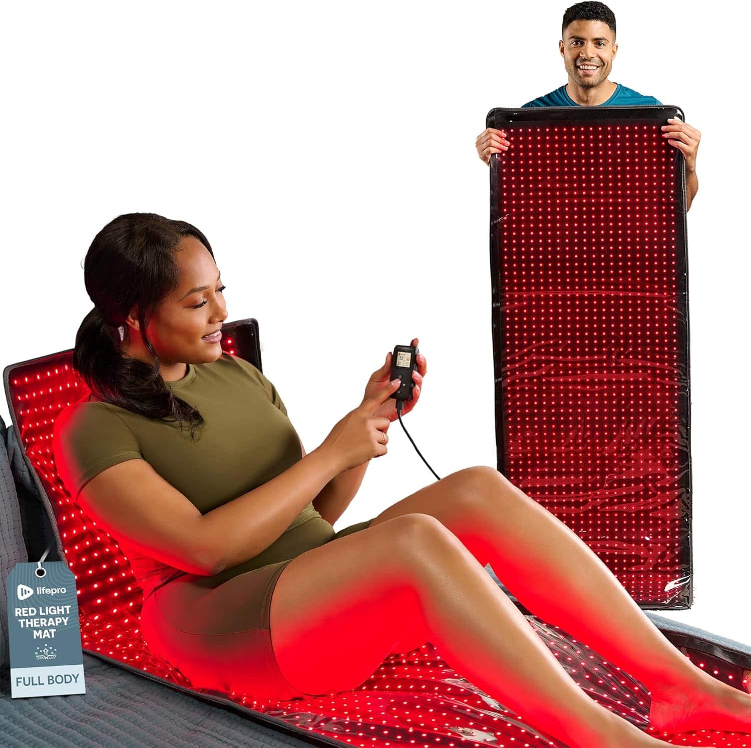 LifePro - AllevaBody Fit Red Light Therapy Mat - 1280 LEDs, 660nm & 850nm Full Body Wrap & Relaxation Mat - Black