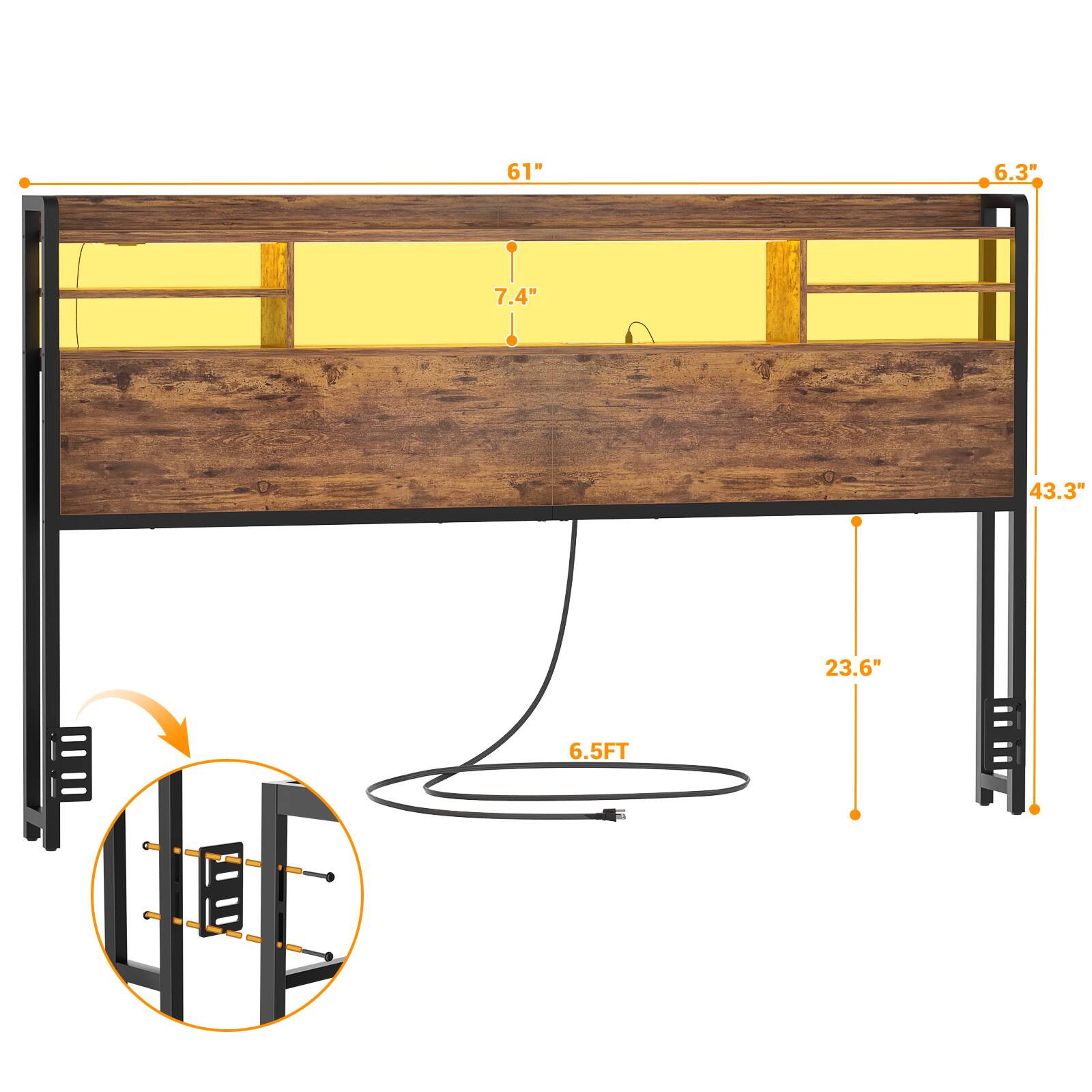 61" 6.3" 7.4" 43.3" 23.6" 6.5FT