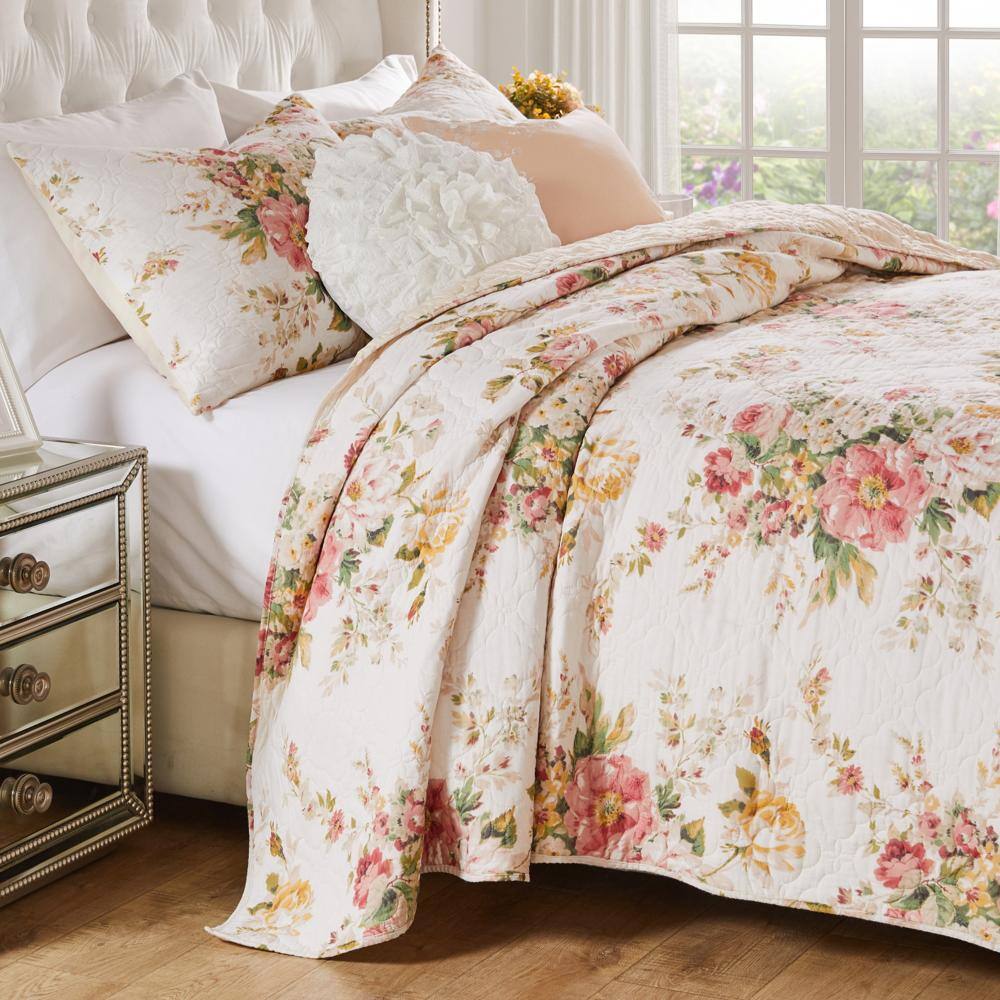 Alt View 3. Greenland Home Fashions - Greenland Home Fashions Grace Stunning Floral Design Ultimate Comfort 2-Piece Quilt Set Twin/XL Buttercup - Buttercup.