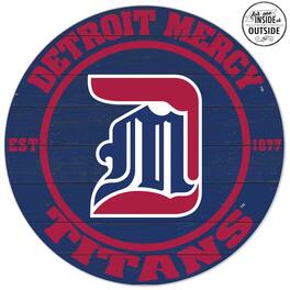 Jardine - Detroit Mercy Titans 20'' x 20'' Indoor/Outdoor Weathered Circle Sign - Navy