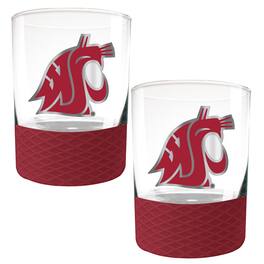 Great American Products - Washington State Cougars 2-Pack 14oz. Rocks Glass Set with Silcone Grip - Red