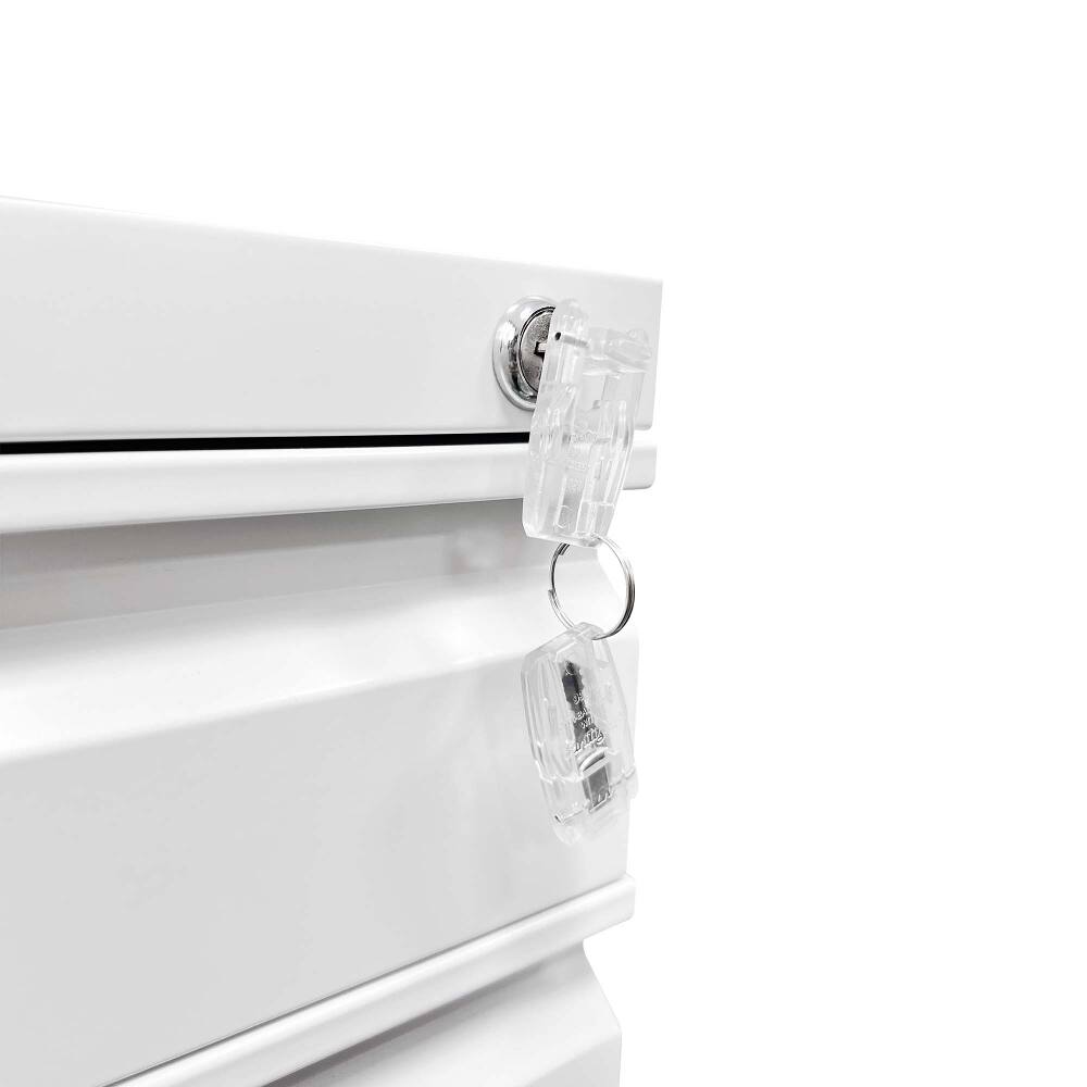 Alt View 9. Loheer - Loheer 3 Drawer Mobile File Cabinet with Lock White Metal Filing Cabinet for Letter Legal A4 Home Office.