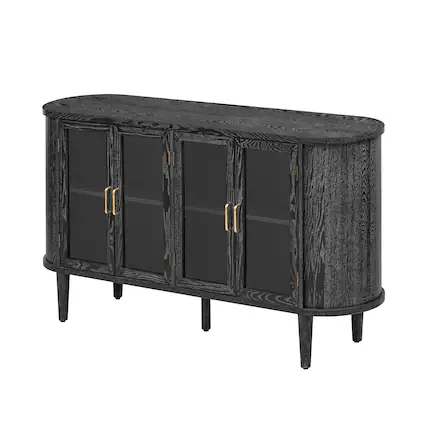 Alt View 6. Bestier - Bestier Farmhouse Sideboard Cabinet with Storage, Wood Buffet Cabinet with Glass Doors and Adjustable Shelves - Black.