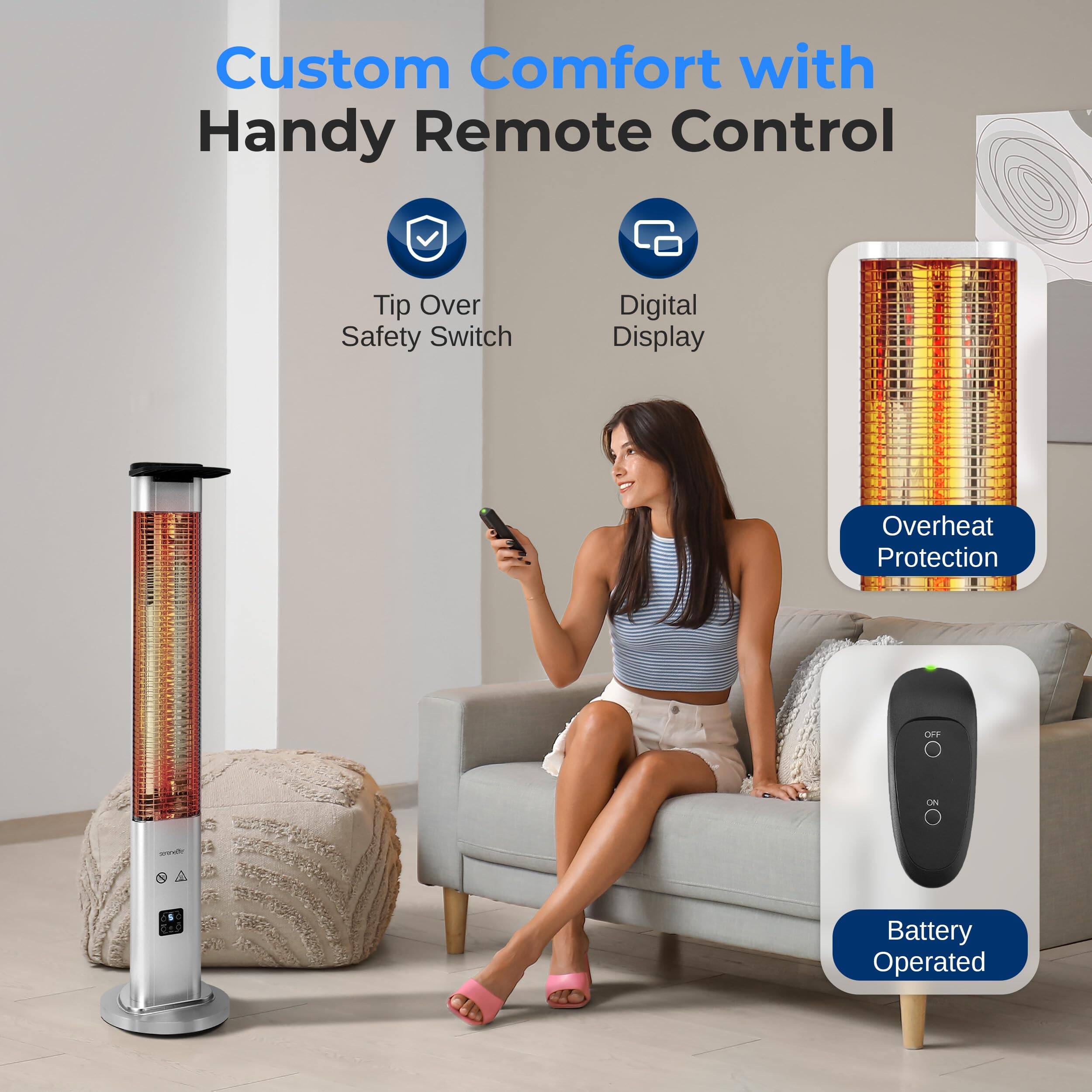 Custom Comfort with Handy Remote Control  
Tip Over Safety Switch  
Digital Display  
Overheat Protection  
Battery Operated