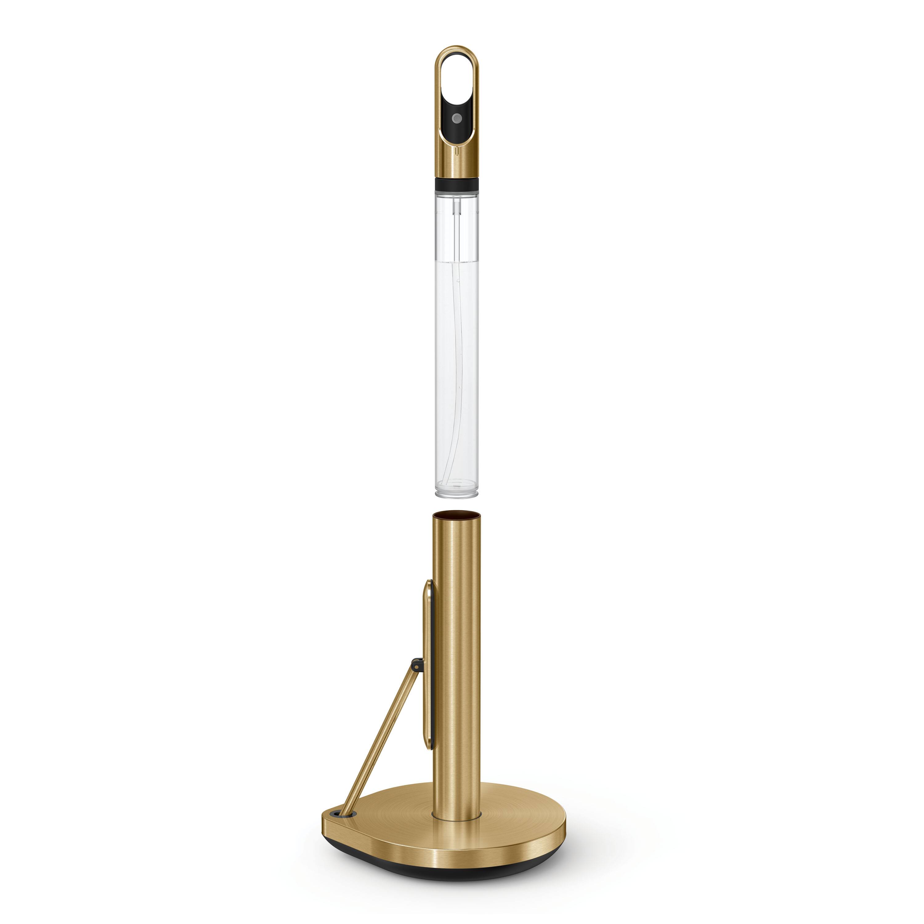 Alt View 4. simplehuman - paper towel holder with spray, brass - Brass.