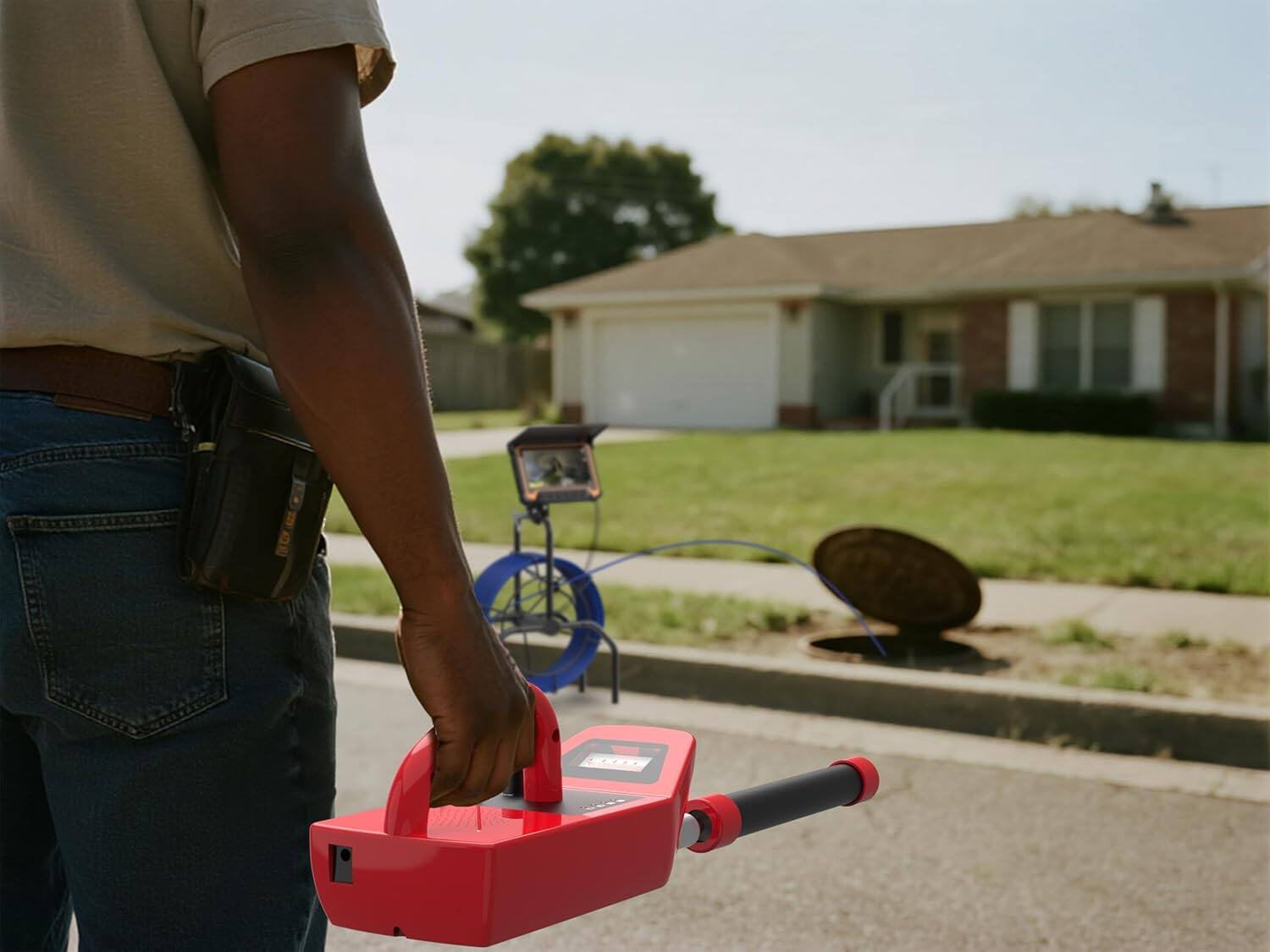 Angle. Aukfa - Endoscope Camera with 512Hz Locator - 7" Monitor, 100ft Self-Leveling Sewer Inspection, DVR, 5X Zoom.