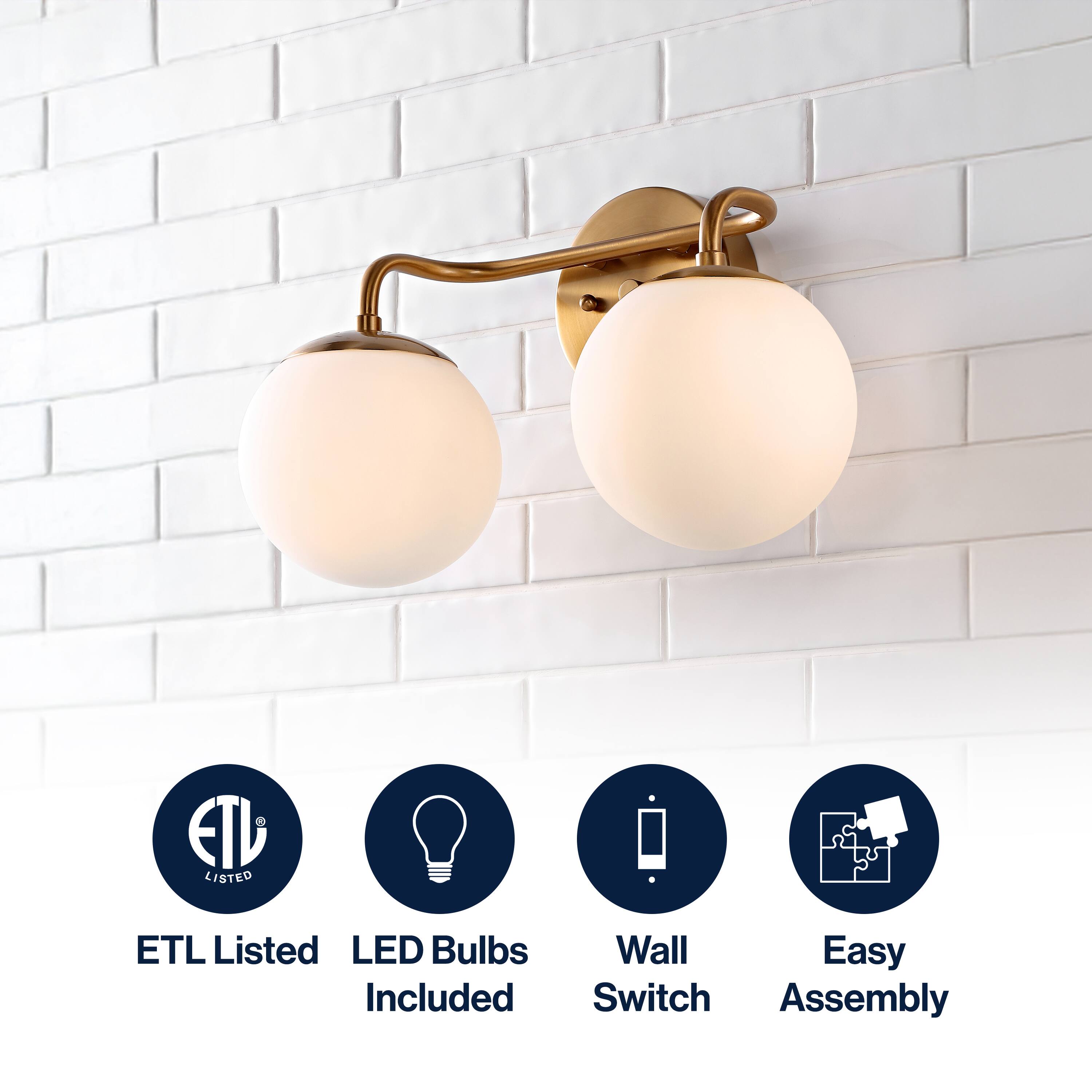 - ETL Listed
- LED Bulbs Included
- Wall Switch
- Easy Assembly