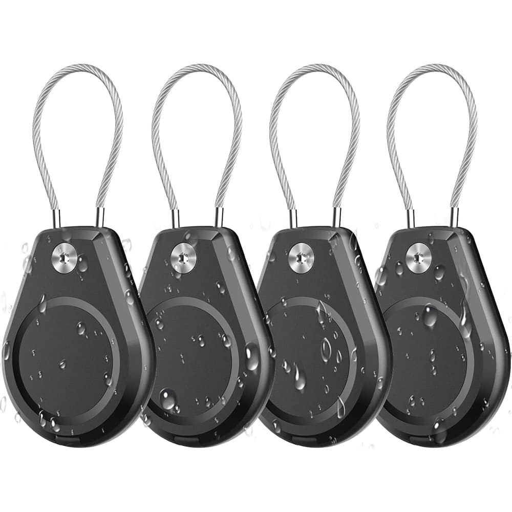 RTMB - Waterproof AirTag Holder 4-Pack – Steel Cable, Anti-Theft Durable Case - ‎Black*4