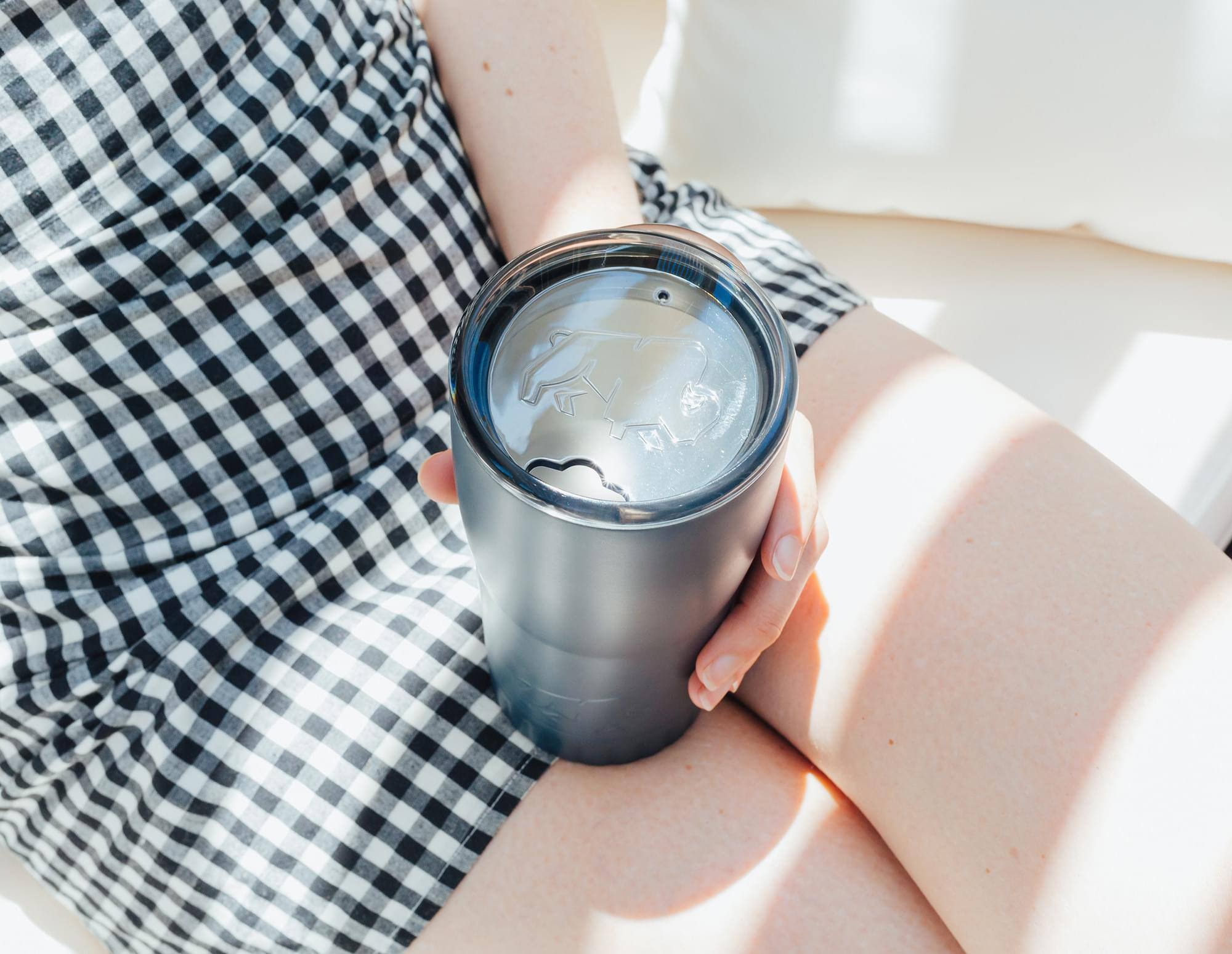 Alt View 4. Silver Buffalo - Matte Gray Stainless Steel Tumbler With Open-Sip Lid | Holds 20 Ounces - Gray.