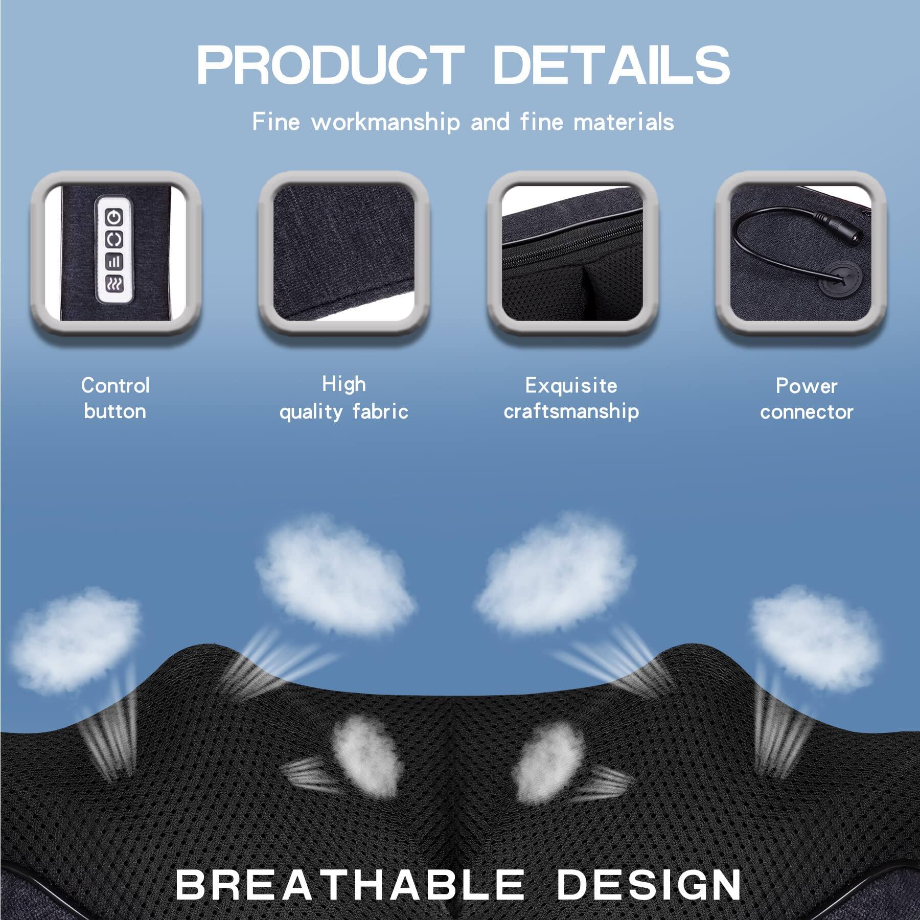 **PRODUCT DETAILS**

- Fine workmanship and fine materials
  - Control button
  - High quality fabric
  - Exquisite craftsmanship
  - Power connector

**BREATHABLE DESIGN**