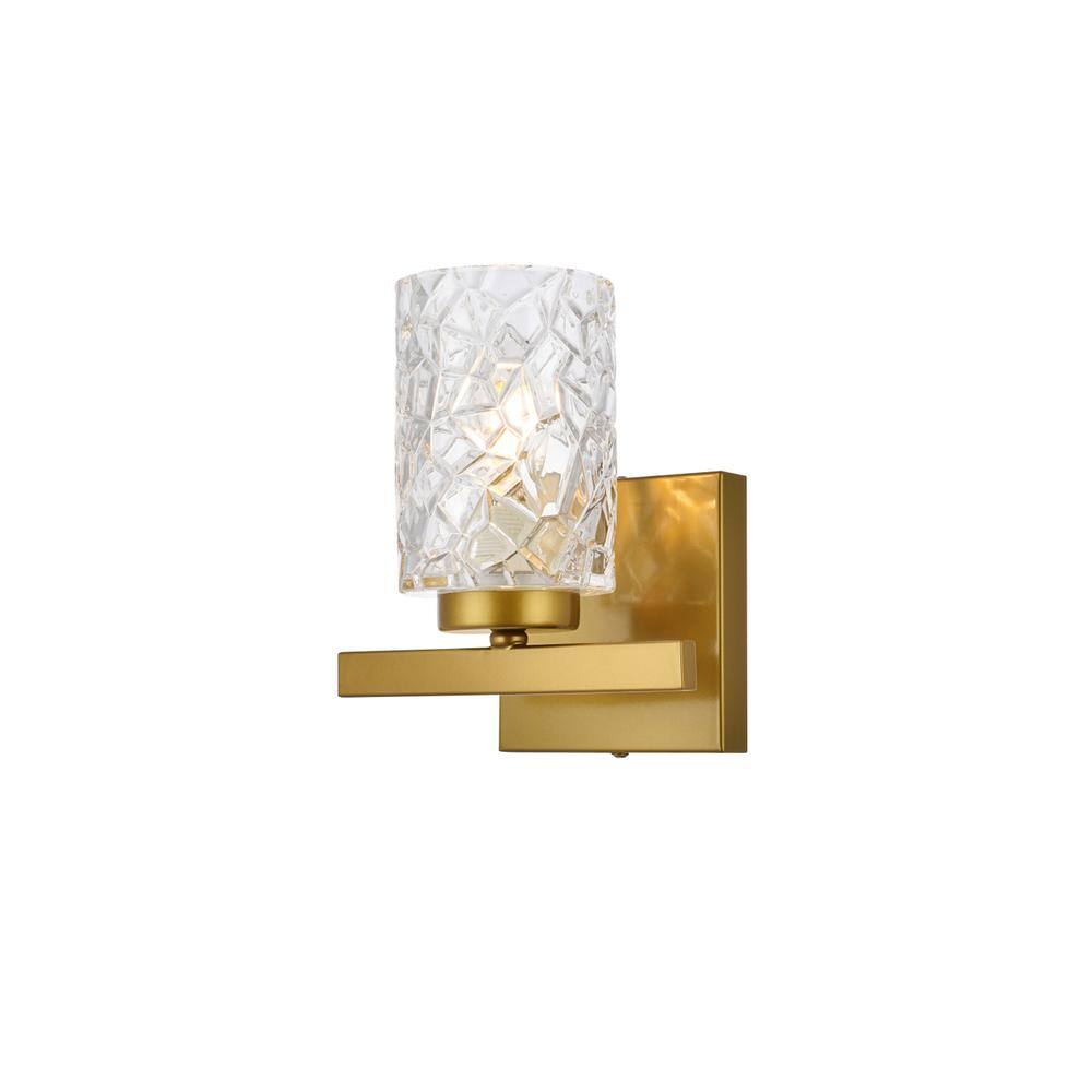 Alt View 2. Living District - Cassie 1 light bath sconce in brass with clear shade - Brass And Clear Shade.