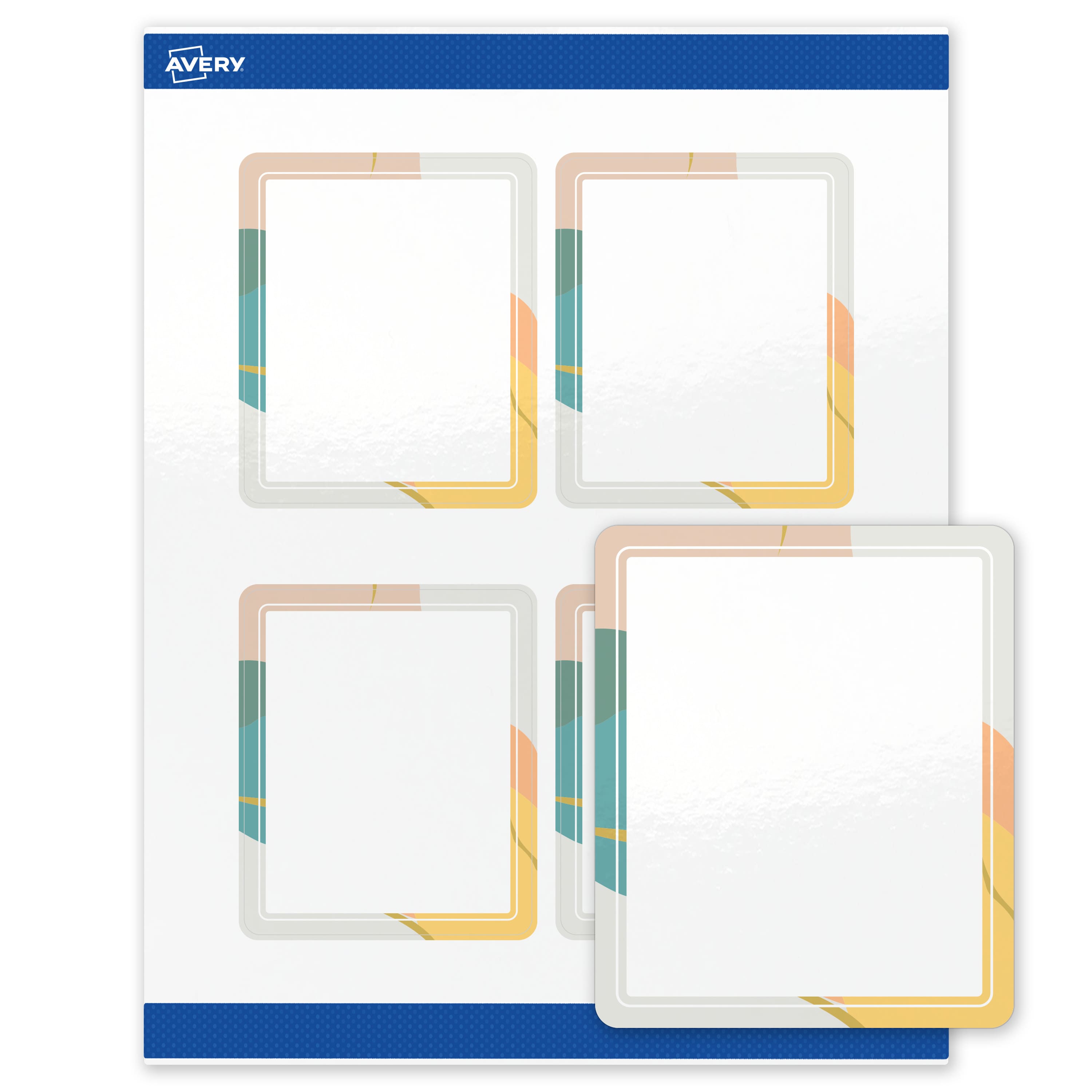 "Avery - Labels, 4"" x 3-1/3"", Glossy Color Block/Gold Veins - White" price history on PriceWatchPro