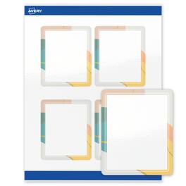 Avery - Labels, 4" x 3-1/3", Glossy Color Block/Gold Veins - White