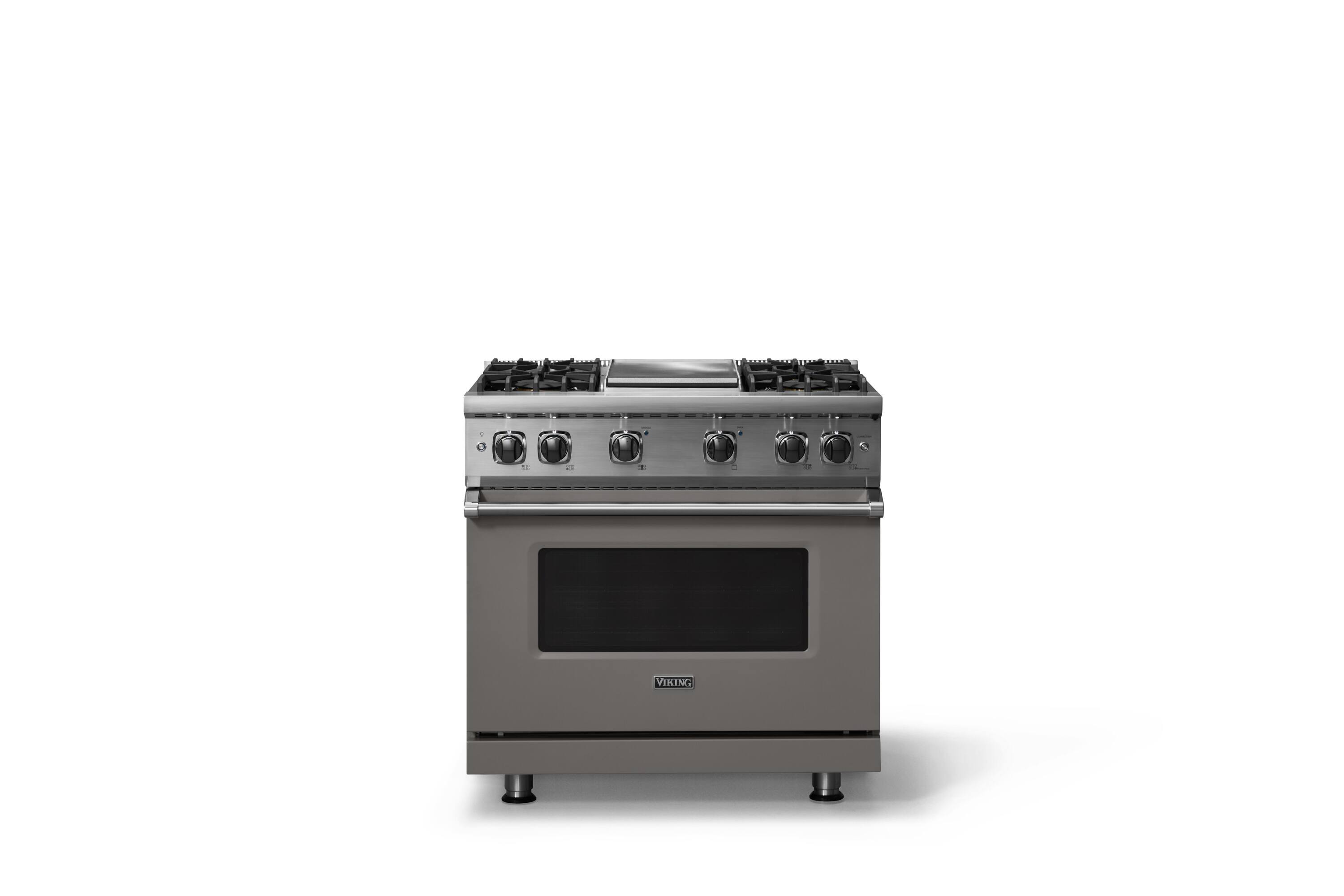 Alt View 1. Viking - 5.1 Cu. Ft. 36"W Freestanding Gas Sealed 4 Burner Range with Griddle - Damascus Gray.