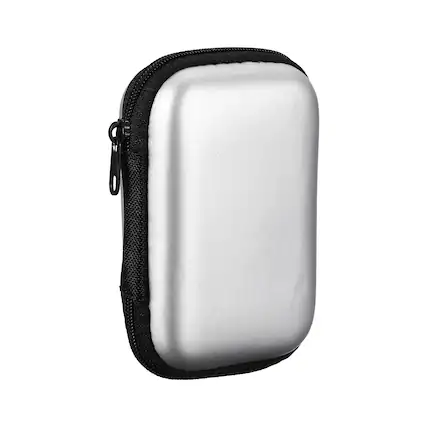 Front. Unique Bargains - Earphone Case, 4.53x3.15x1.38in, Portable Earbud Carrying Case Storage Bag for In-Ear Headphones - Silver.