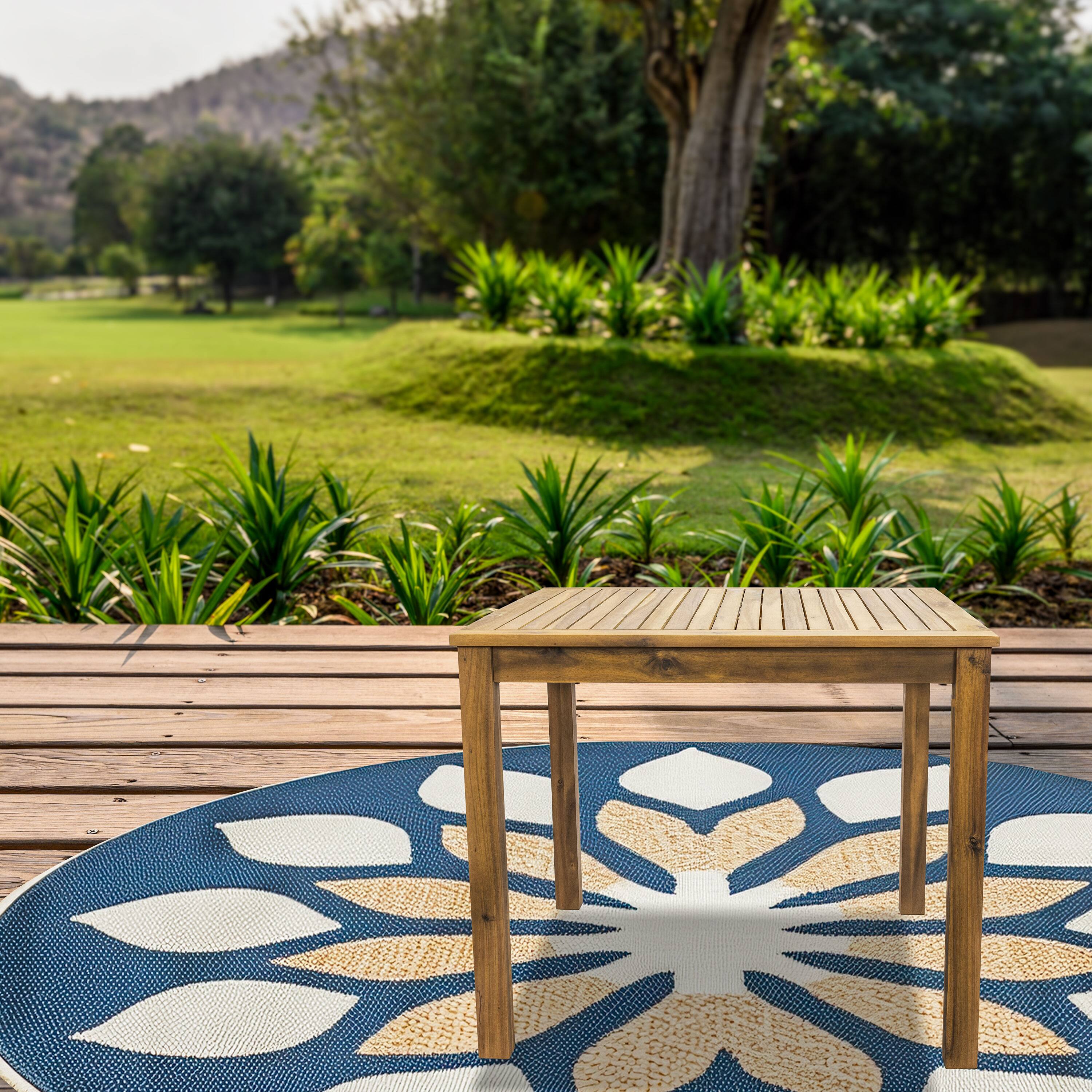 Alt View 5. Sunnydaze - Rodanthe Acacia Wood Outdoor Dining Table - Brown.