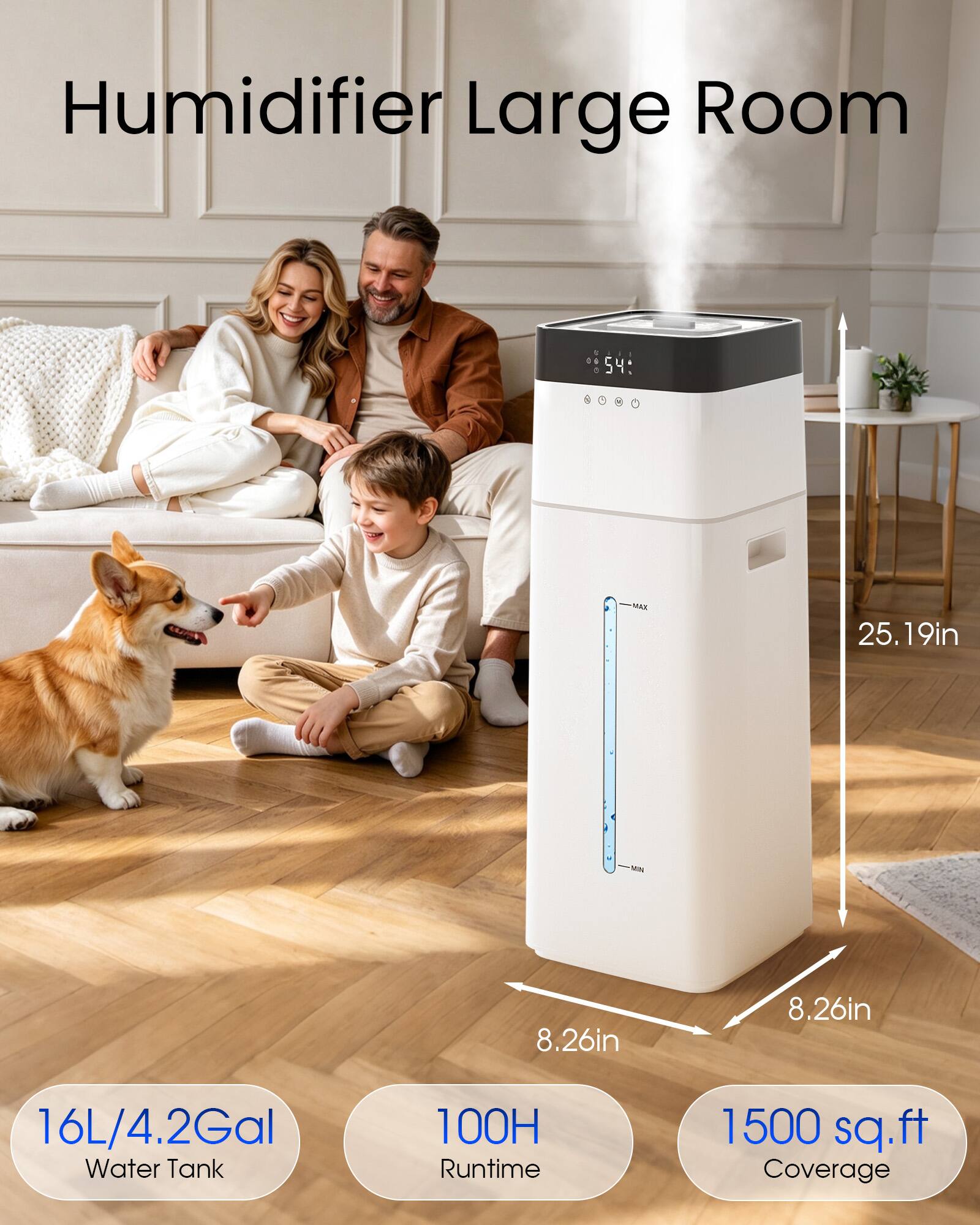 TMWINGS 4.2Gal/16L Humidifier for Large Room, 1500 sq ft. 100H Max ...