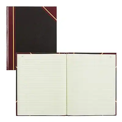 Front. National Brand - Rediform Texhide Record Book, 7 7/8" x 10", Black, 152 Sheets/Book - Black.