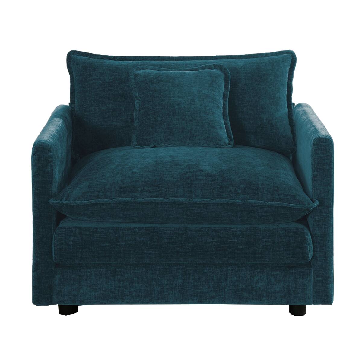 Ropilly Blue Chenille Single Seat Sofa, Upholstered Reading Armchair ...