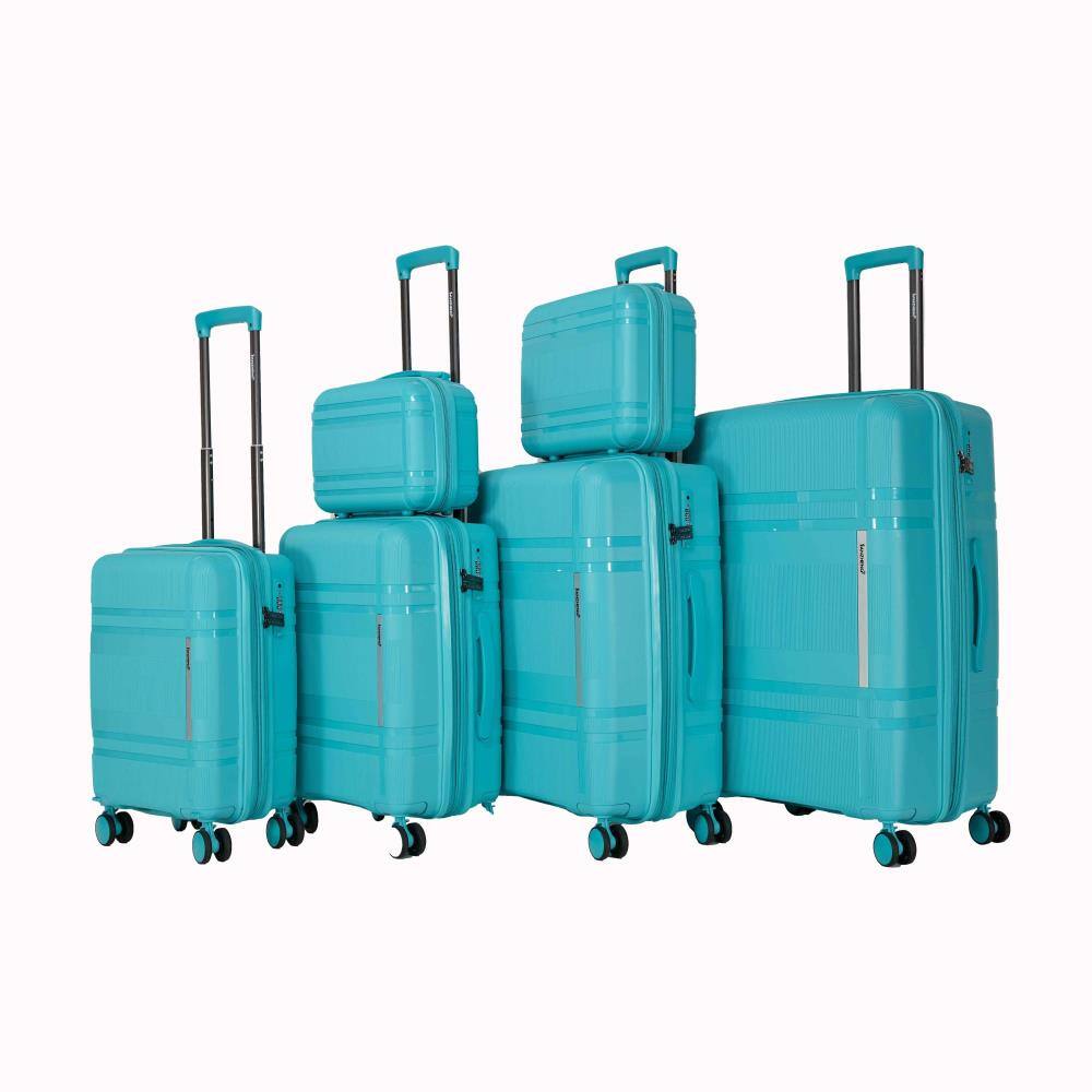 Front. BreeBe - 6-Piece Expandable Hard Shell Luggage Set with Rotating Wheels, Lightweight Carry-On Suitcases, Unisex with Lock - Light Blue.