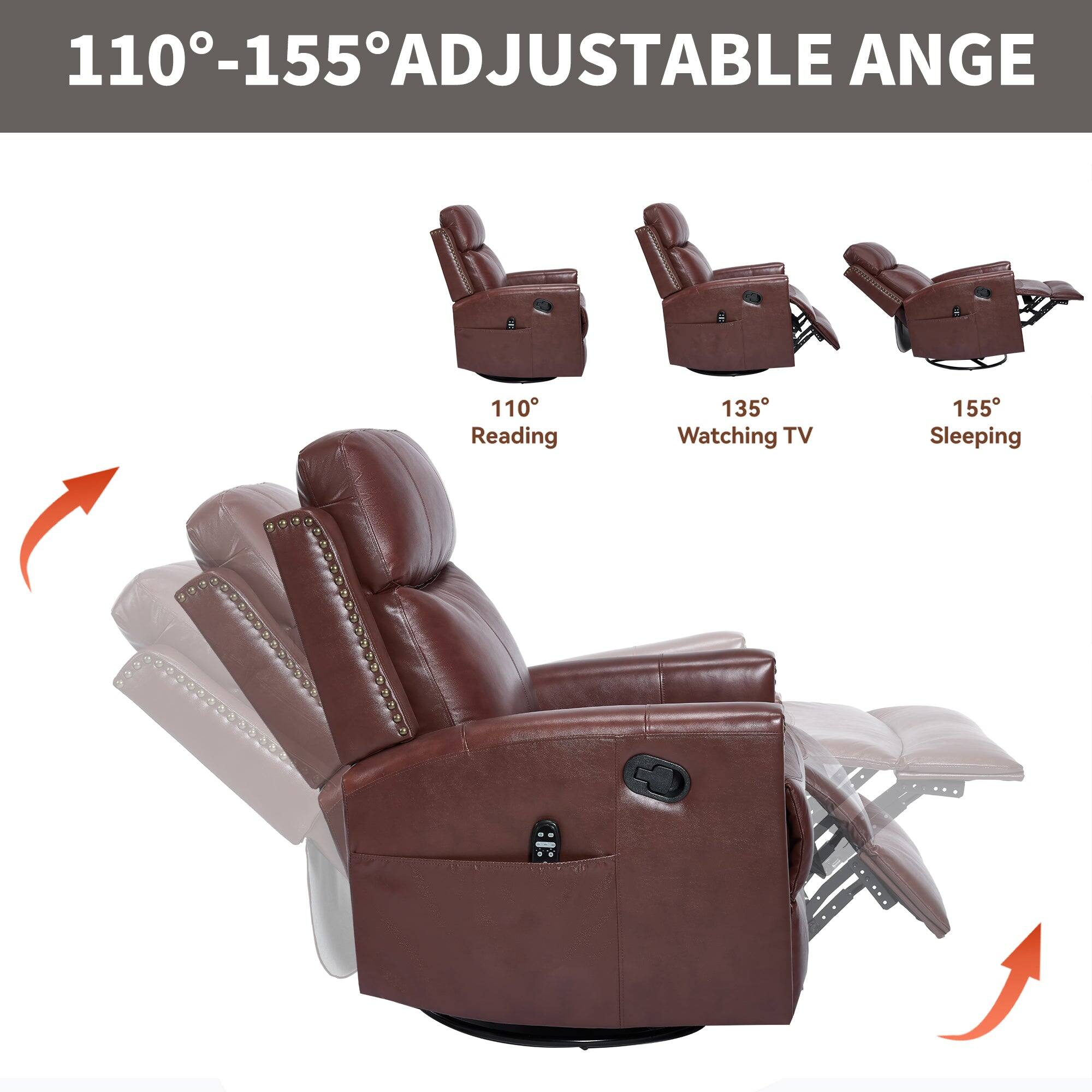 110°-155° ADJUSTABLE ANGLE

110° Reading  
135° Watching TV  
155° Sleeping