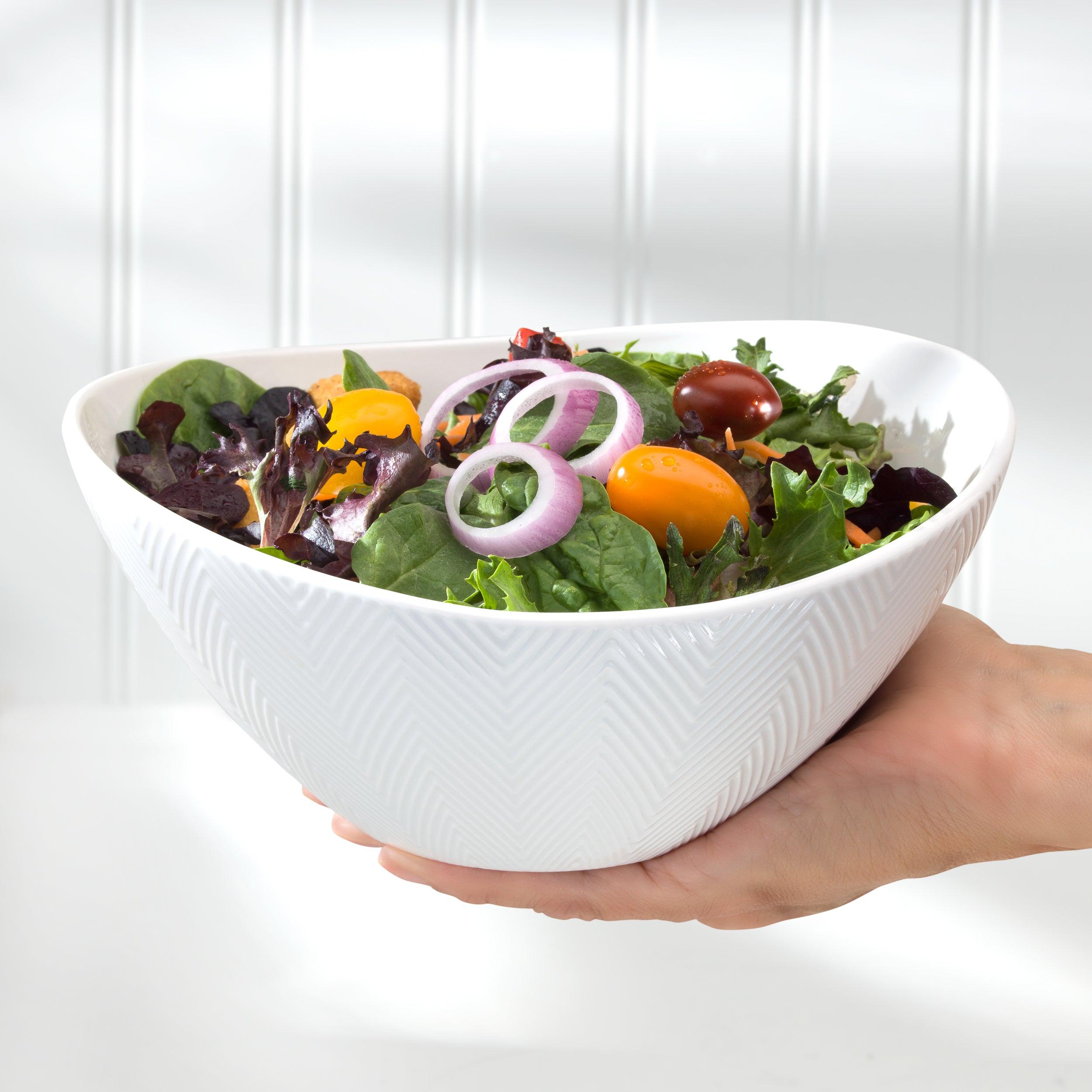 Back. Euro Ceramica Home - Highlands Set of 3 White Stoneware Prep & Serve Nesting Bowls - White.