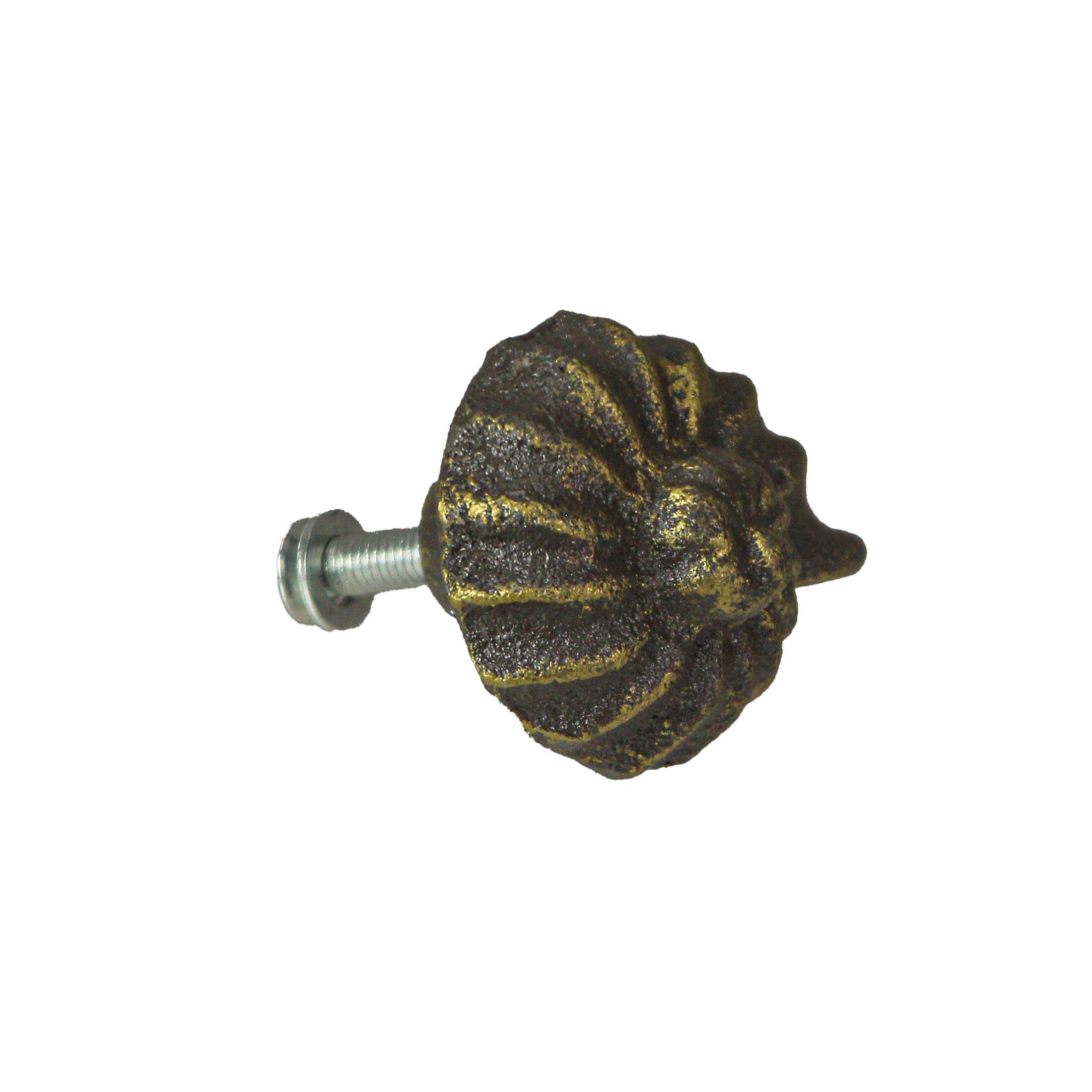 Alt View 5. Zeckos - Bronze Cast Iron Nautilus Shell Drawer Pull Decorative Cabinet Knobs Set of 6 - Bronze.