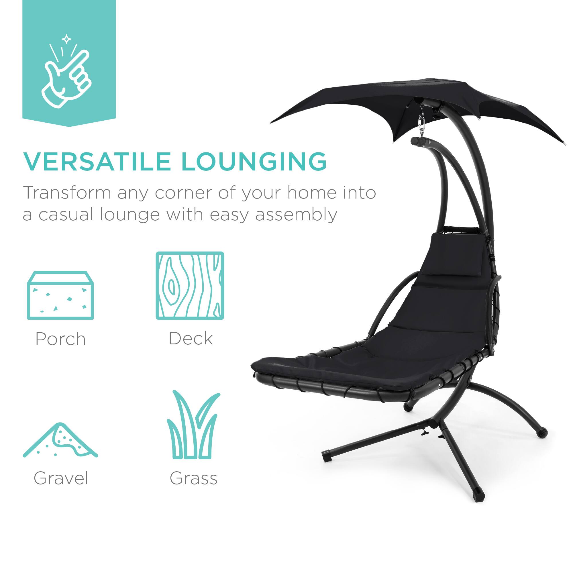 VERSATILE LOUNGING

Transform any corner of your home into a casual lounge with easy assembly

Porch  
Deck  
Gravel  
Grass