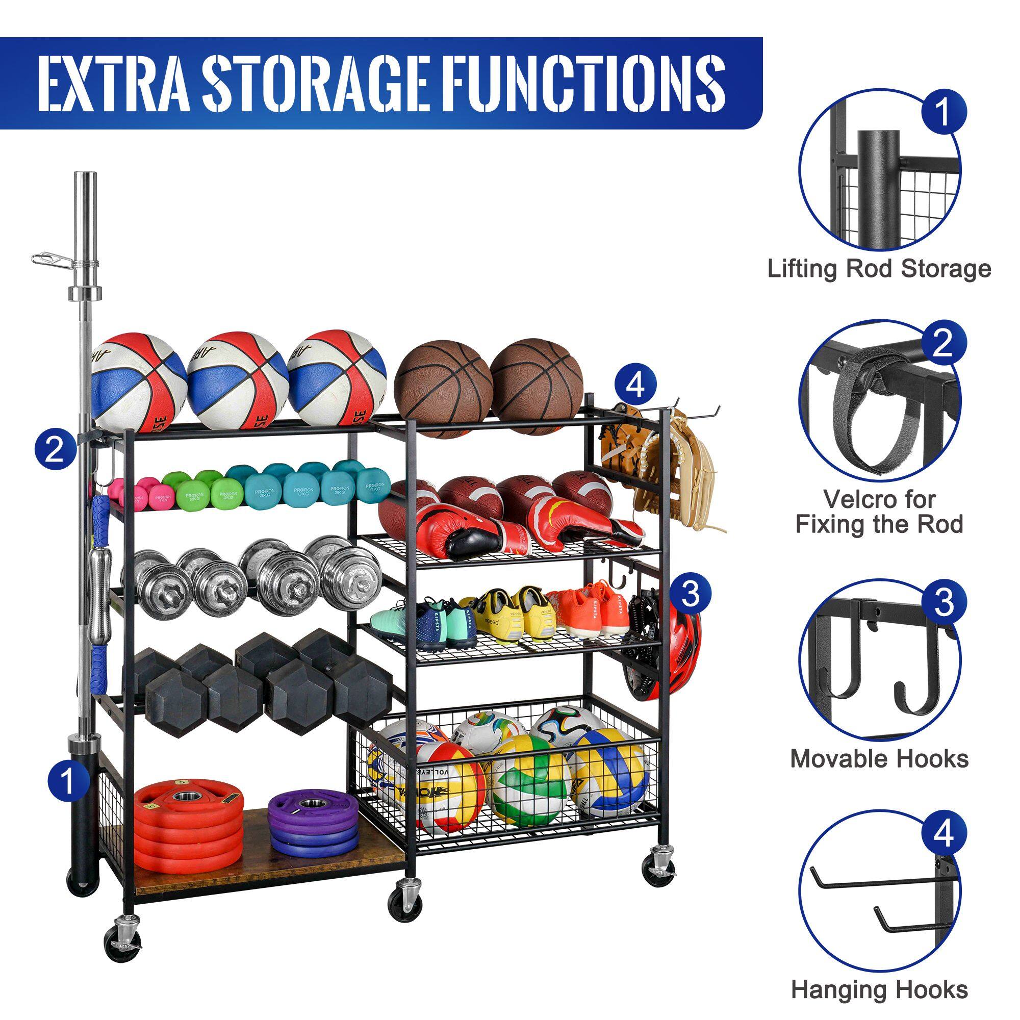 EXTRA STORAGE FUNCTIONS

1. Lifting Rod Storage
2. Velcro for Fixing the Rod
3. Movable Hooks
4. Hanging Hooks