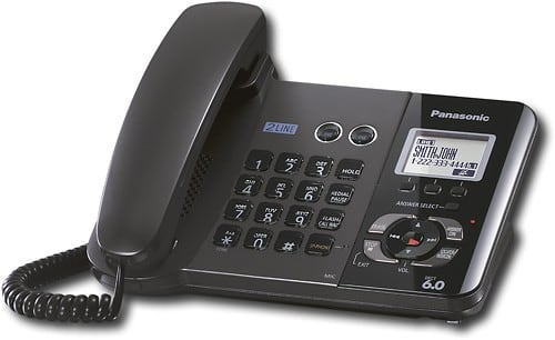 Best Buy: Panasonic Corded 2-Line Phone With DECT 6.0 Cordless Handset ...