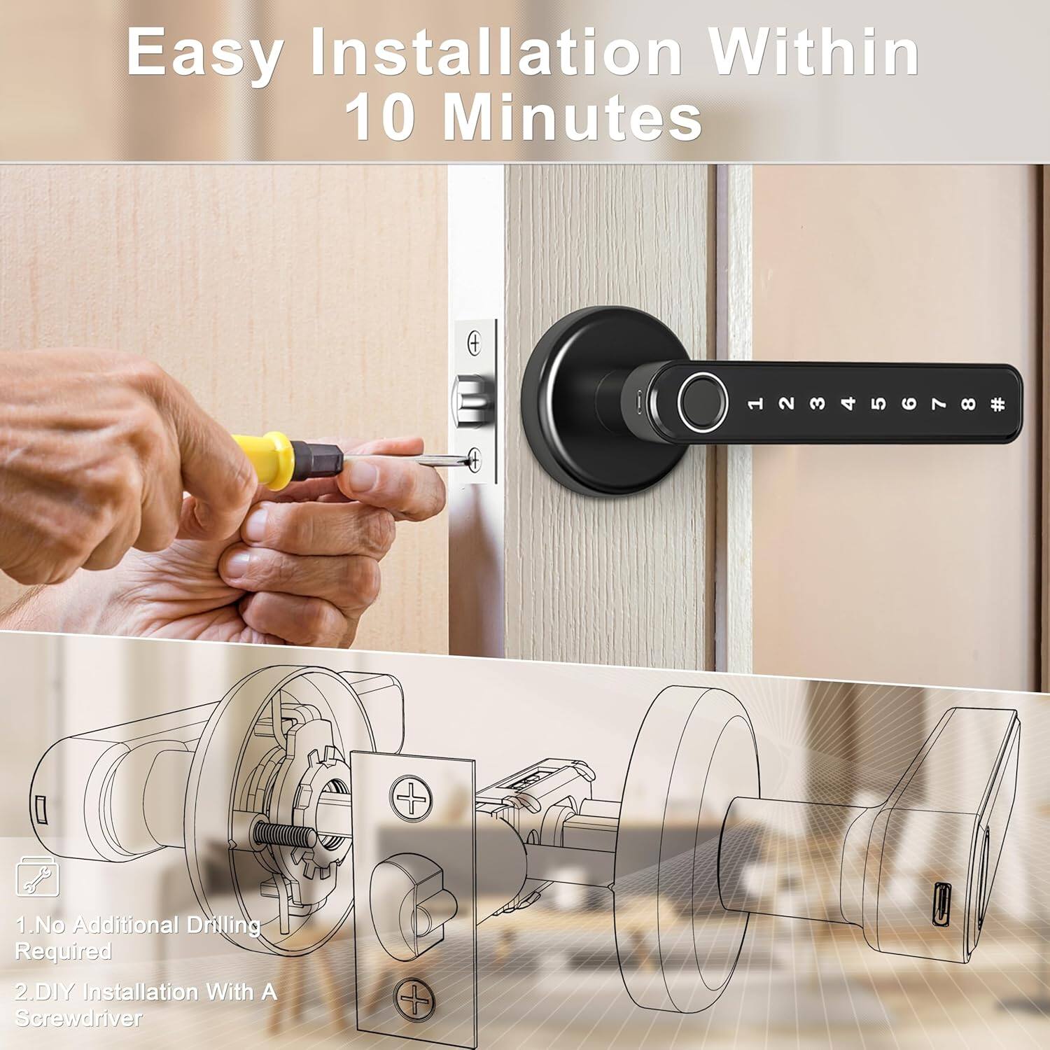 Easy Installation Within 10 Minutes

1. No Additional Drilling Required
2. DIY Installation With A Screwdriver