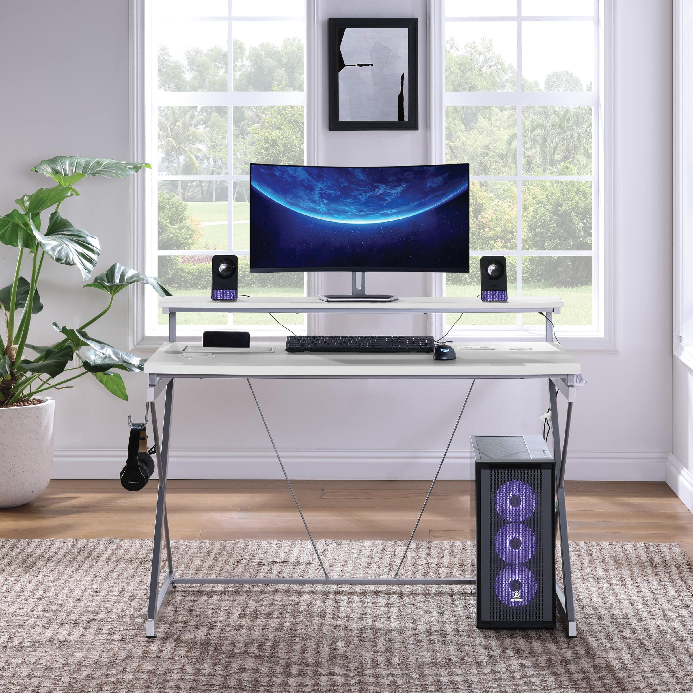 Alt View 14. OSP Home Furnishings - Emulator Gaming Desk - White/ Carbon.