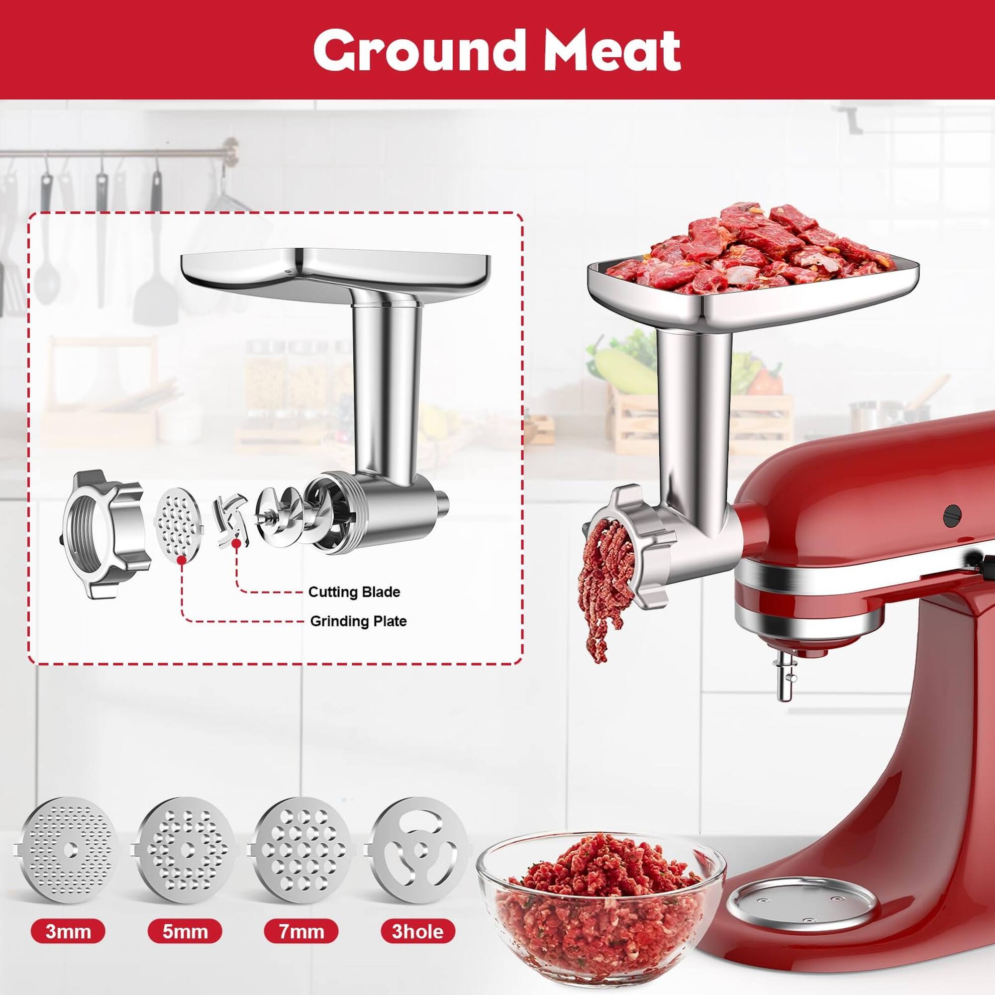 Ground Meat Cutting Blade Grinding Plate 3mm 5mm 7mm 3hole