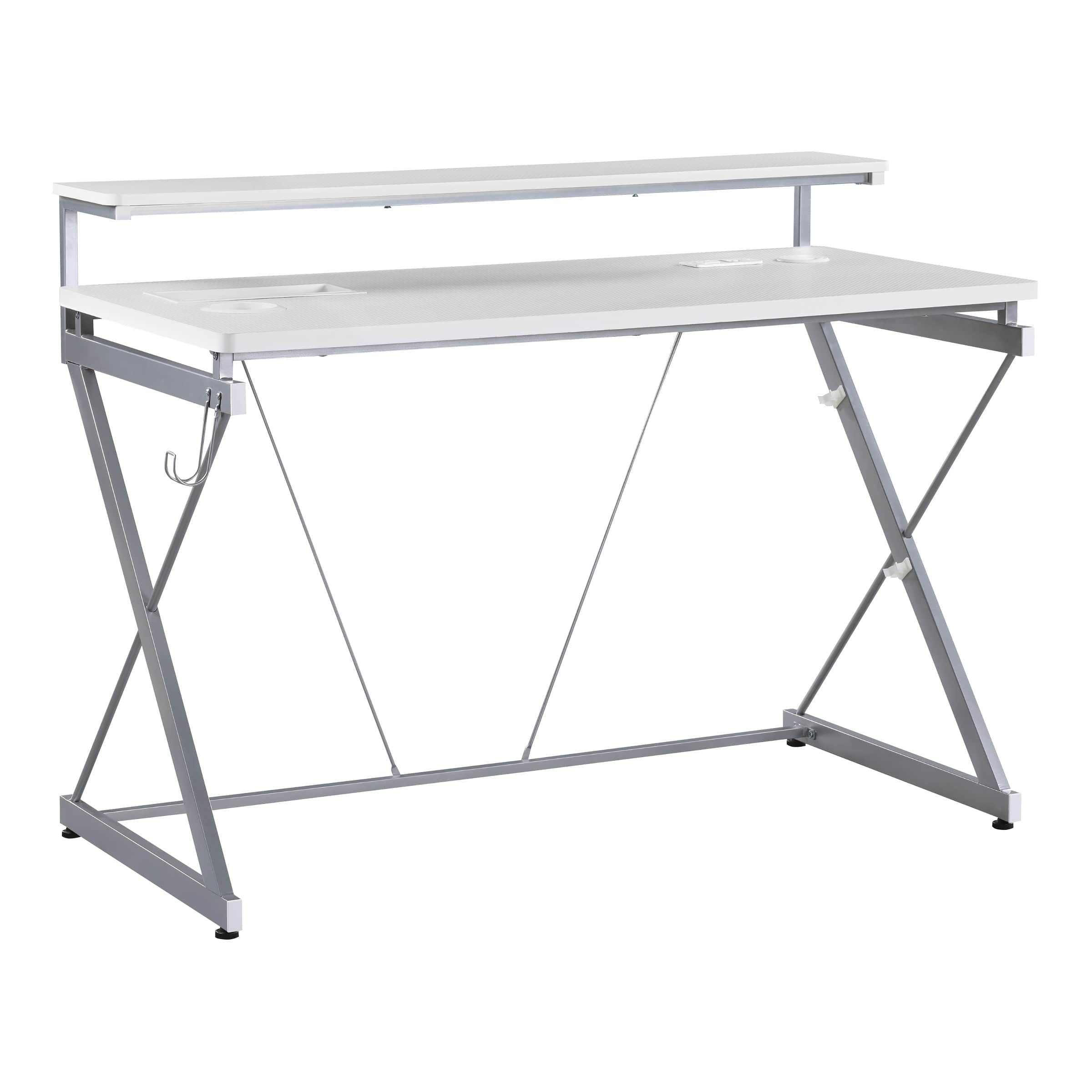 Angle. OSP Home Furnishings - Emulator Gaming Desk - White/ Carbon.