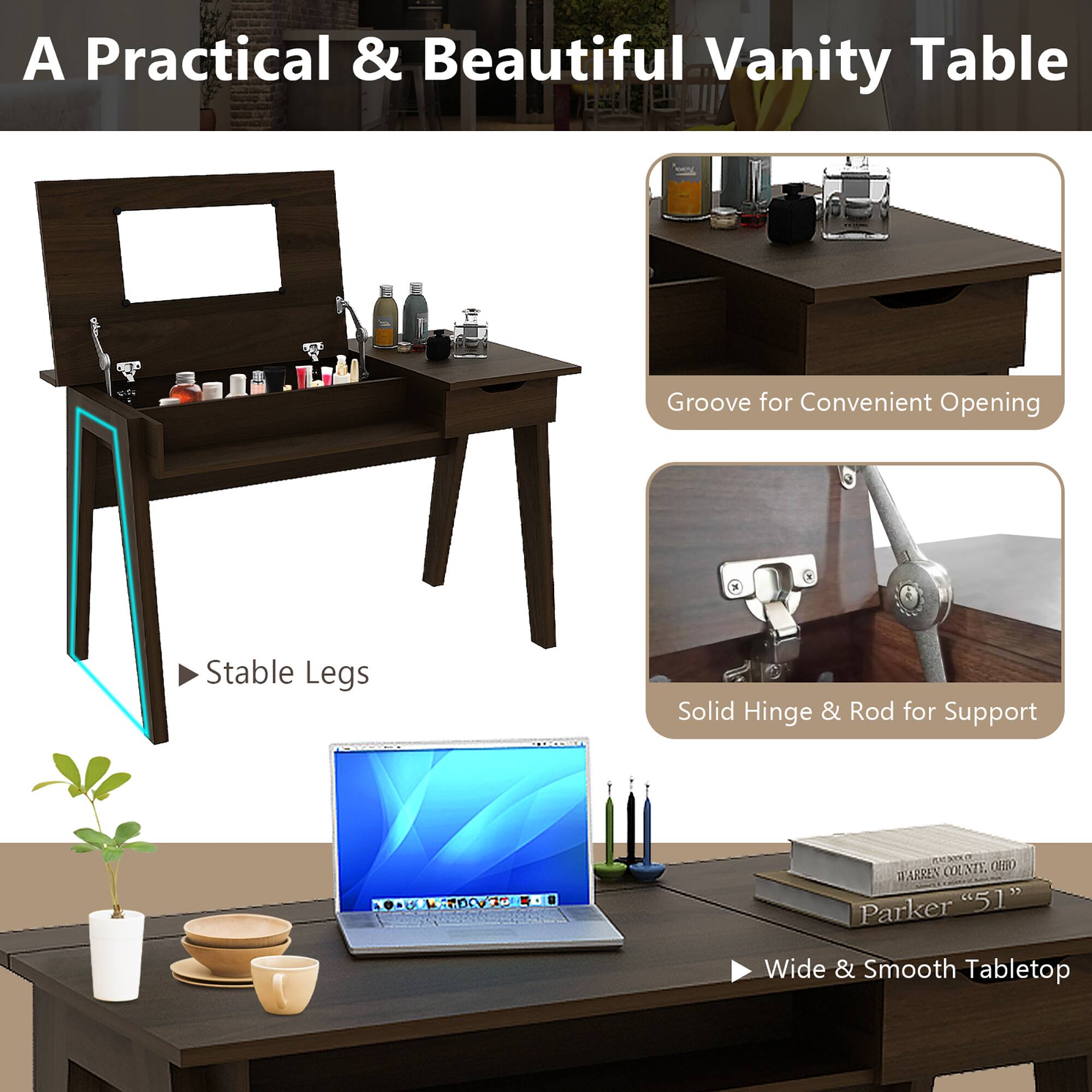 A Practical & Beautiful Vanity Table

- Groove for Convenient Opening
- Stable Legs
- Solid Hinge & Rod for Support
- Wide & Smooth Tabletop

WARREN COUNTY, OHIO
Parker "51"
