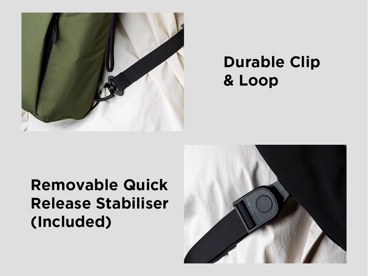 Durable Clip & Loop

Removable Quick Release Stabiliser (Included)