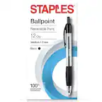 STAPLES Ballpoint Retractable Pens
12 Qty
Medium 1.0 mm
Black
100% SATISFACTION GUARANTEED