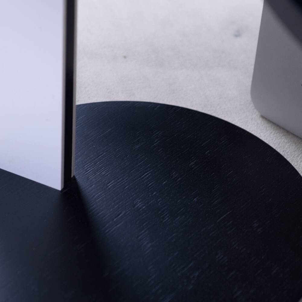 Alt View 7. Loheer - Loheer Round Coffee Table Set Black Oak Veneer Sintered Stone Legs MDF Side Table Living Room Sofa Table White and Black - White+Black.