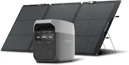 EcoFlow - DELTA 3 Portable Power Station with 160W Solar Panel,1800 AC Output/500W Solar Input,Solar Generator for Home Use (1024 Wh Capacity) - Light Gray