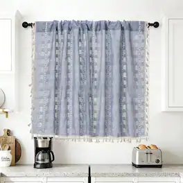 Unique Bargains - Curtain Valances, 33"x52" Semi Sheer Rod Pocket for Small Windows Living/Bed/Bath/Kitchen, Set of 1 Panel - Blue