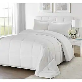 Hivvago - Full/Queen Traditional Microfiber Reversible 3 Piece Comforter Set - White