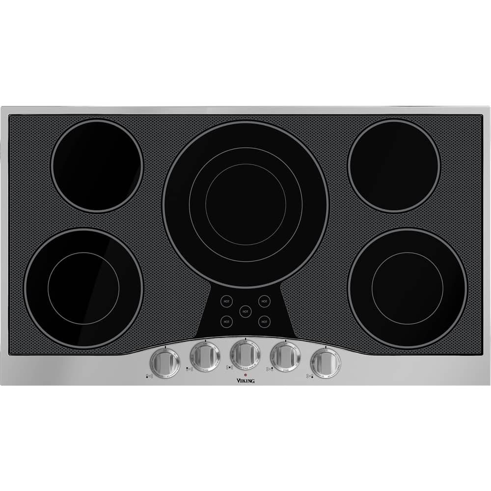 Front. Viking - 36.2" Electric Cooktop - Black/stainless steel.