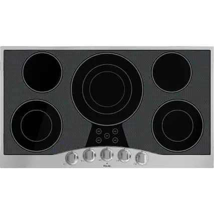 Front. Viking - 36.2" Electric Cooktop - Black/stainless steel.