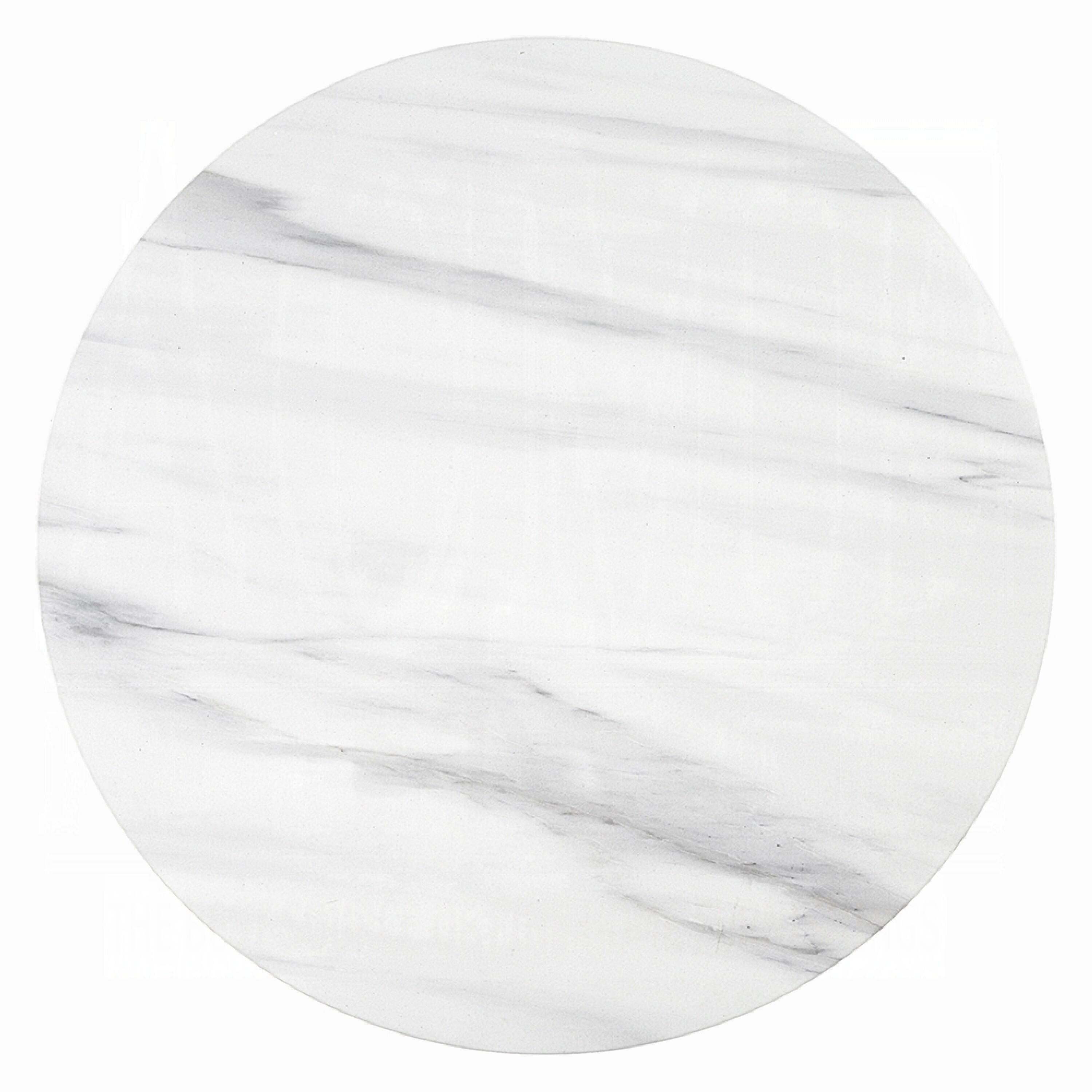 Alt View 3. Manhattan Lane - Zayn Round End Table with Pedestal Base, White Faux Marble, 22 Inch - White.