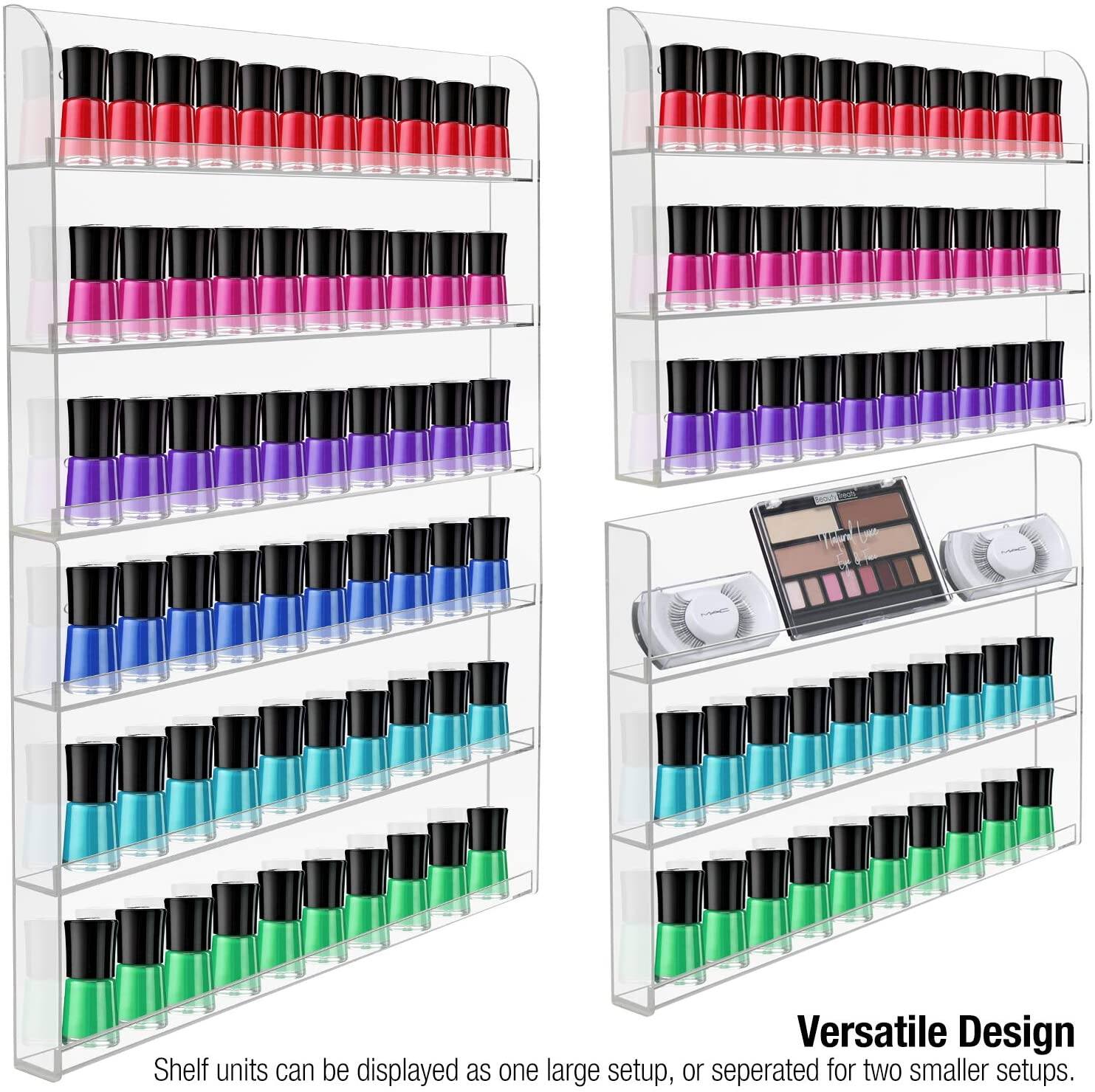Versatile Design
Shelf units can be displayed as one large setup, or separated for two smaller setups.