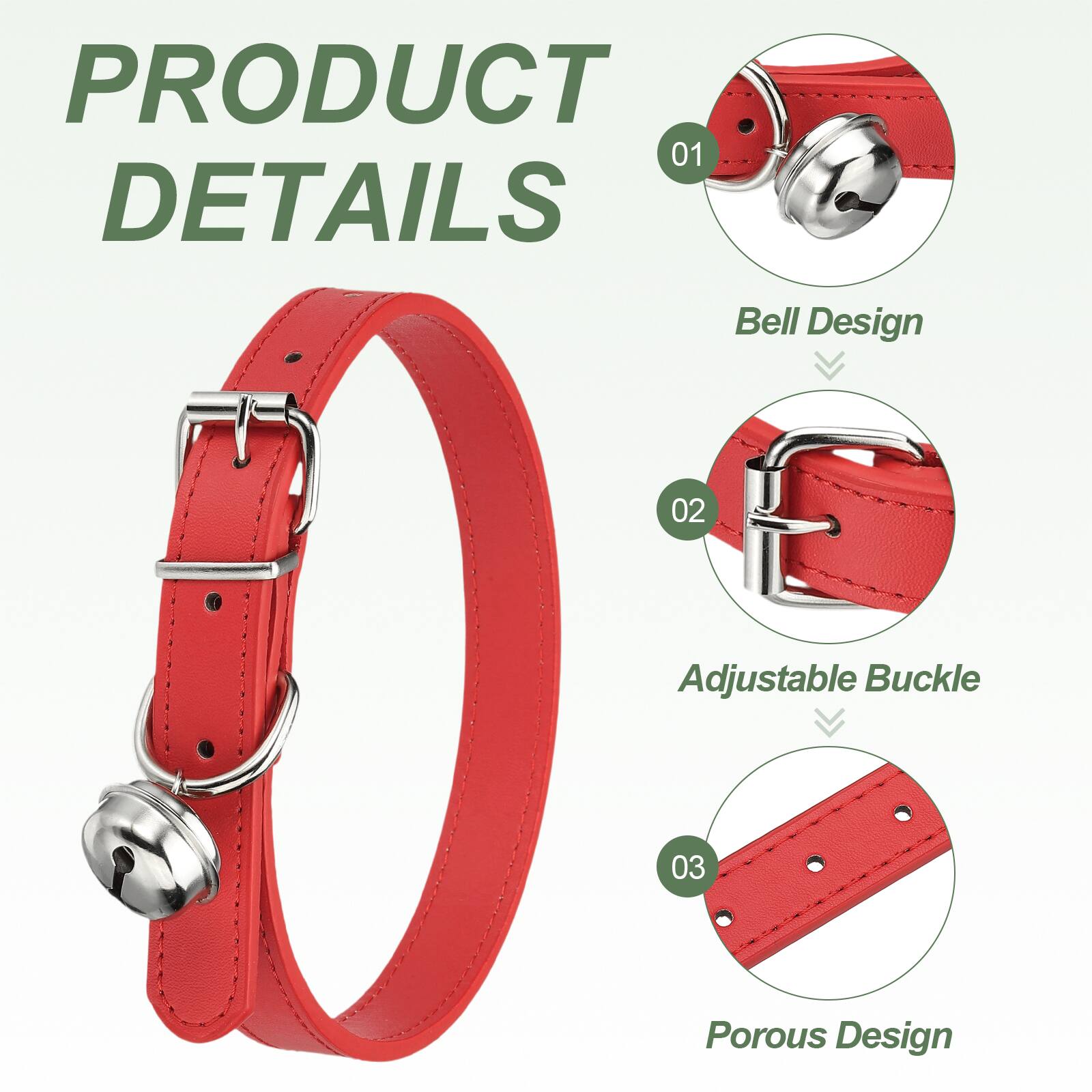 PRODUCT DETAILS

01 Bell Design

02 Adjustable Buckle

03 Porous Design